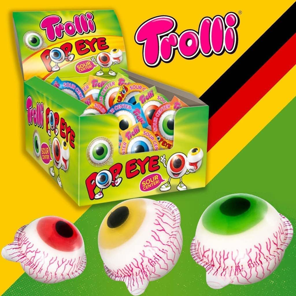 Trolli Planet Gummi Pop Eye 18.8G(0.66 Oz) X 12 Bags in Box - Soft Fruit Gummy Glotzer Candy with Sour Centre image number 2