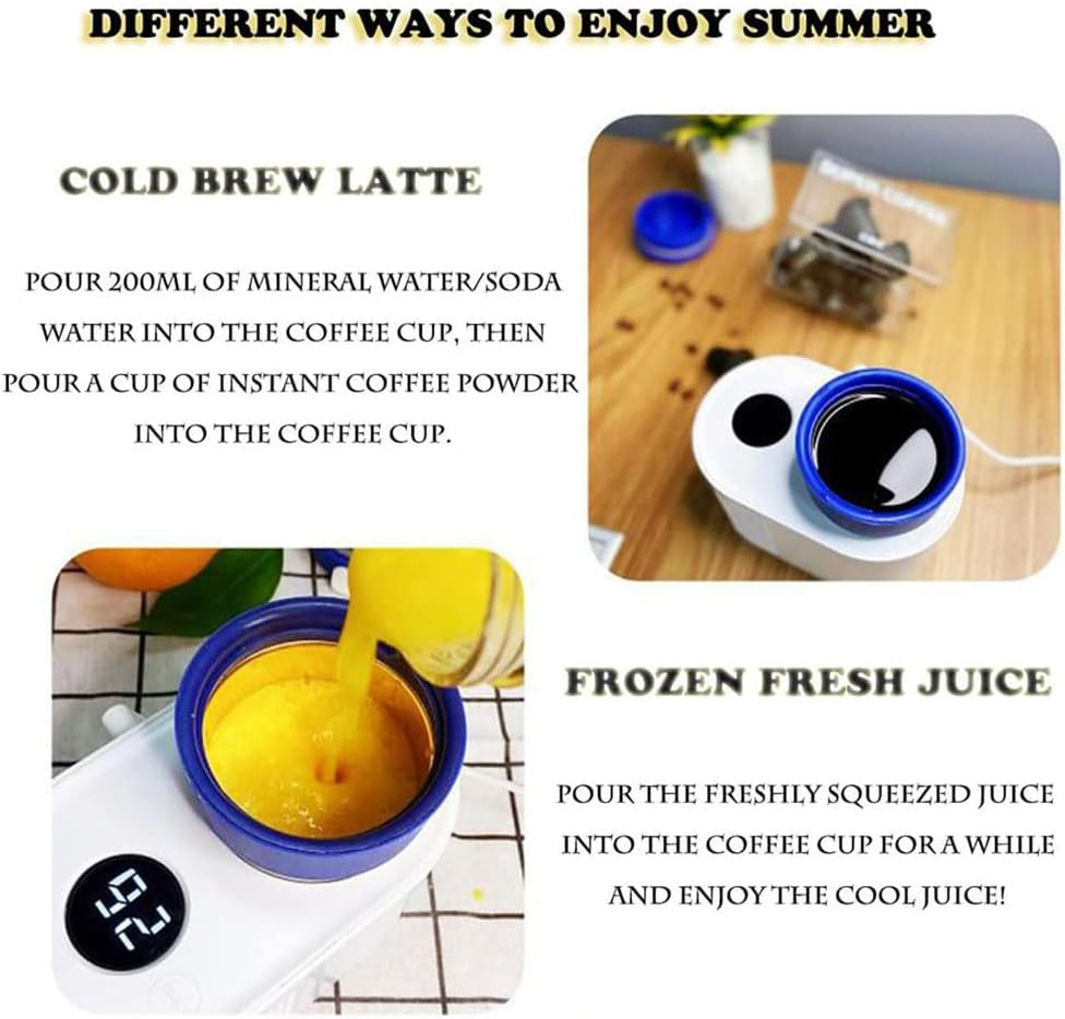 Car Cup Cooler with Display Temperature, 12V Electric Cooling Cup, Car Cup Cooler Warmer Dual Function, Temperature Setting Smart Cup Warmer, Portable Car Refrigeration Cup, LCD Display, for Outdoor - White image number 3