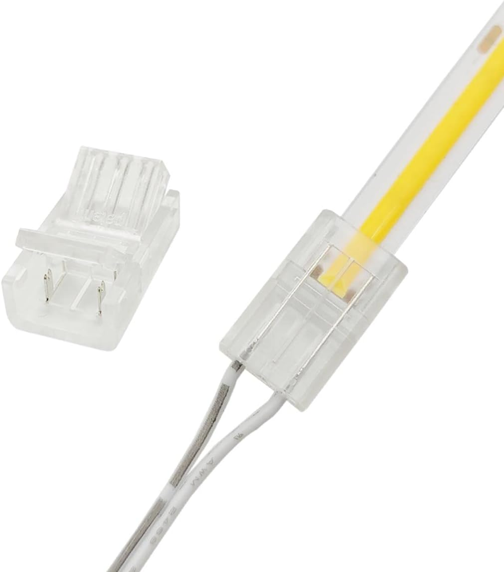 2-Pin COB LED Strip Connectors 8Mm Unwired Clips Solderless Adapter Terminal Extension Connection for 12V High Density LED Strip Lights image number 2