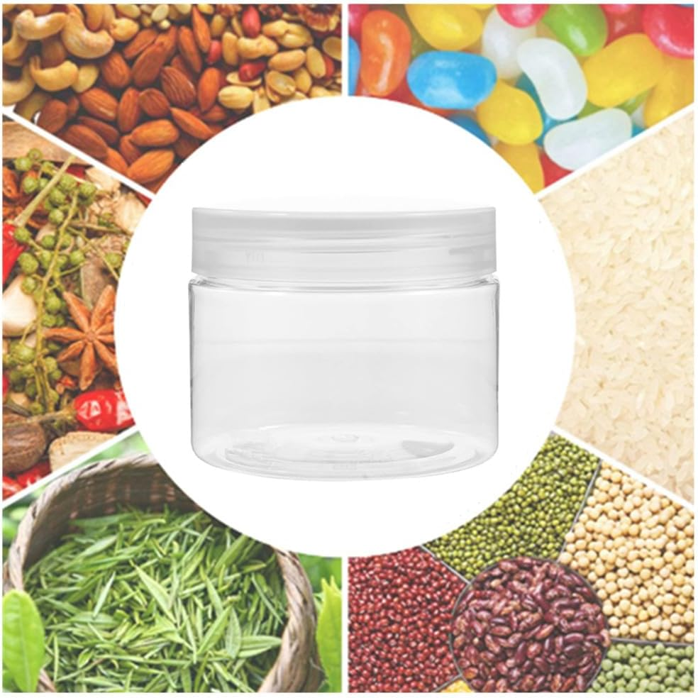 150ML Plastic Jars, Wanfoou 10 Pack round Clear Leak-Proof Food Storage Jars for Food Storage, Camping, Hardware Storage, Crafts and Slime Making