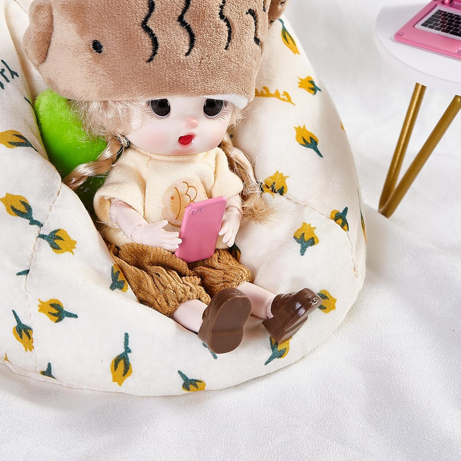 3 Pcs Dollhouse Furniture Accessories Miniature, 1:12 Scale Simulation Metal Laptop Tablet Smart Phone Stuff Doll House Mini Play Set Accessories (Pink) - Computer image number 7