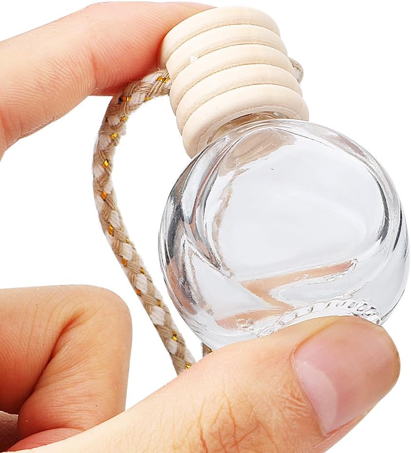 Car Aromatherapy Essential Oil Diffuser Bottle,10 Pack Car Air Freshener Bottle Empty Hanging Perfume Bottle Fragrance Decor Accessories Auto Window Ornament (Round) image number 3