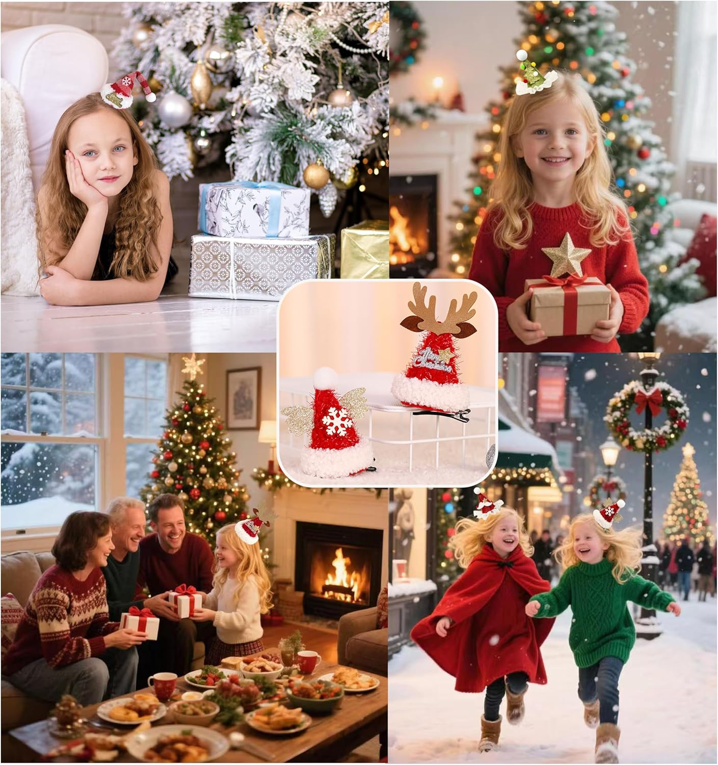 8Pcs Christmas Hat Hair Clips,Gifts,Stylish and Cute Hairpin Decorate or Accessories for Christmas, Friends Parties,Themed Parties,Family Gatherings, School Activities image number 3