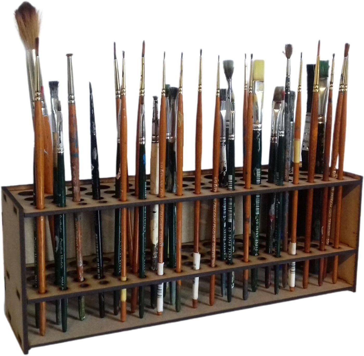 Omglo Brush Holder, 67 Holes Wooden Brush Holder, Paint Brush Holder Desktop Organizer for Wall Mount, Wooden Brush Holder for Eyelin Brushes image number 1