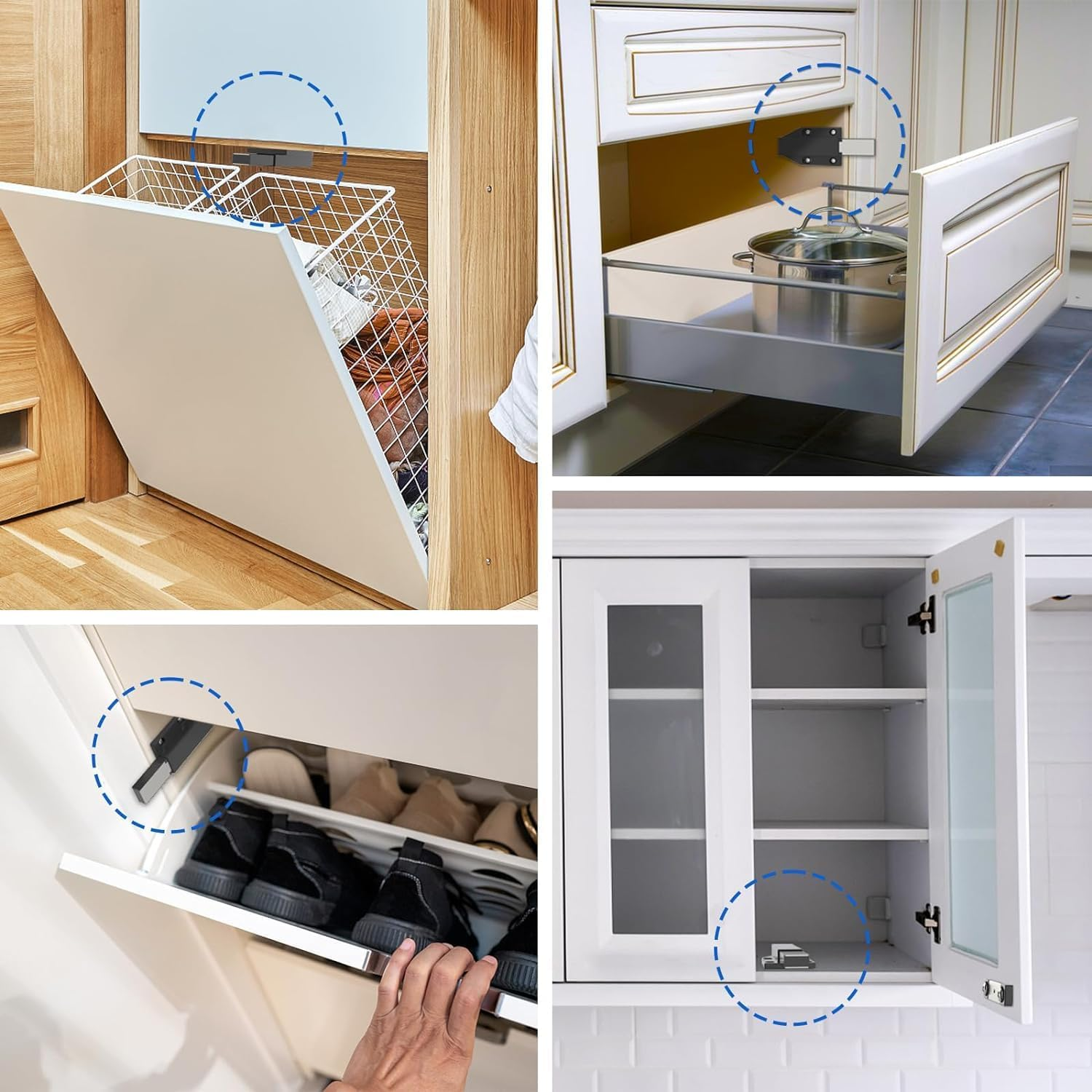 4Pcs Magnetic Push Latch, Push to Open Cabinet Catch Hardware for Large Doors Cabinet Cupboard Drawer Pop Out Latch, Push Latch Cabinet Catch for Doors Drawers Cupboard(Black) image number 1