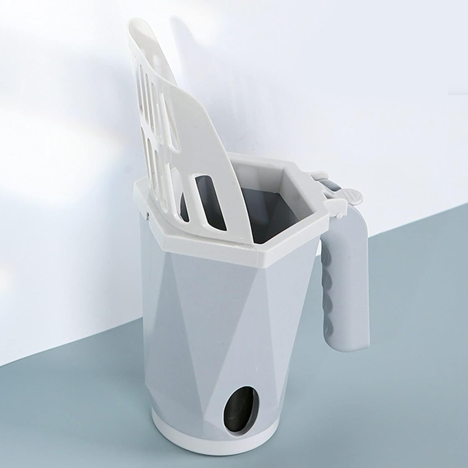 TITA-DONG Cat Litter Scoop, Cat Litter Scoop with Waste Container, Removable, Portable, Integrated Cat Litter Scoop, Cat Litter Strainer Scoop System for Kittens, Older Cats (Grey) image number 3