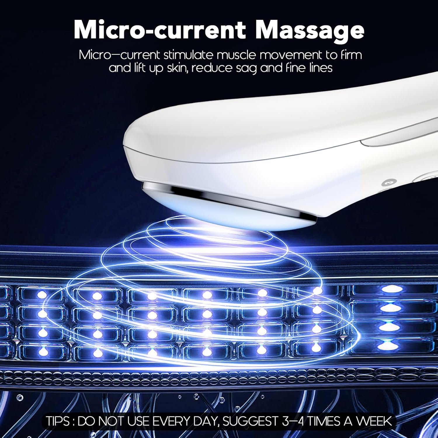 Neck Face Massager, Microcurrent Facial Sculpting Tool, Rechargeable Face Lifting Device with Vibrate, Warm, Pores Cleansing with Cotton Ring, Clean and Moisturize, Reduce Wrinkle, Fine Lines image number 2