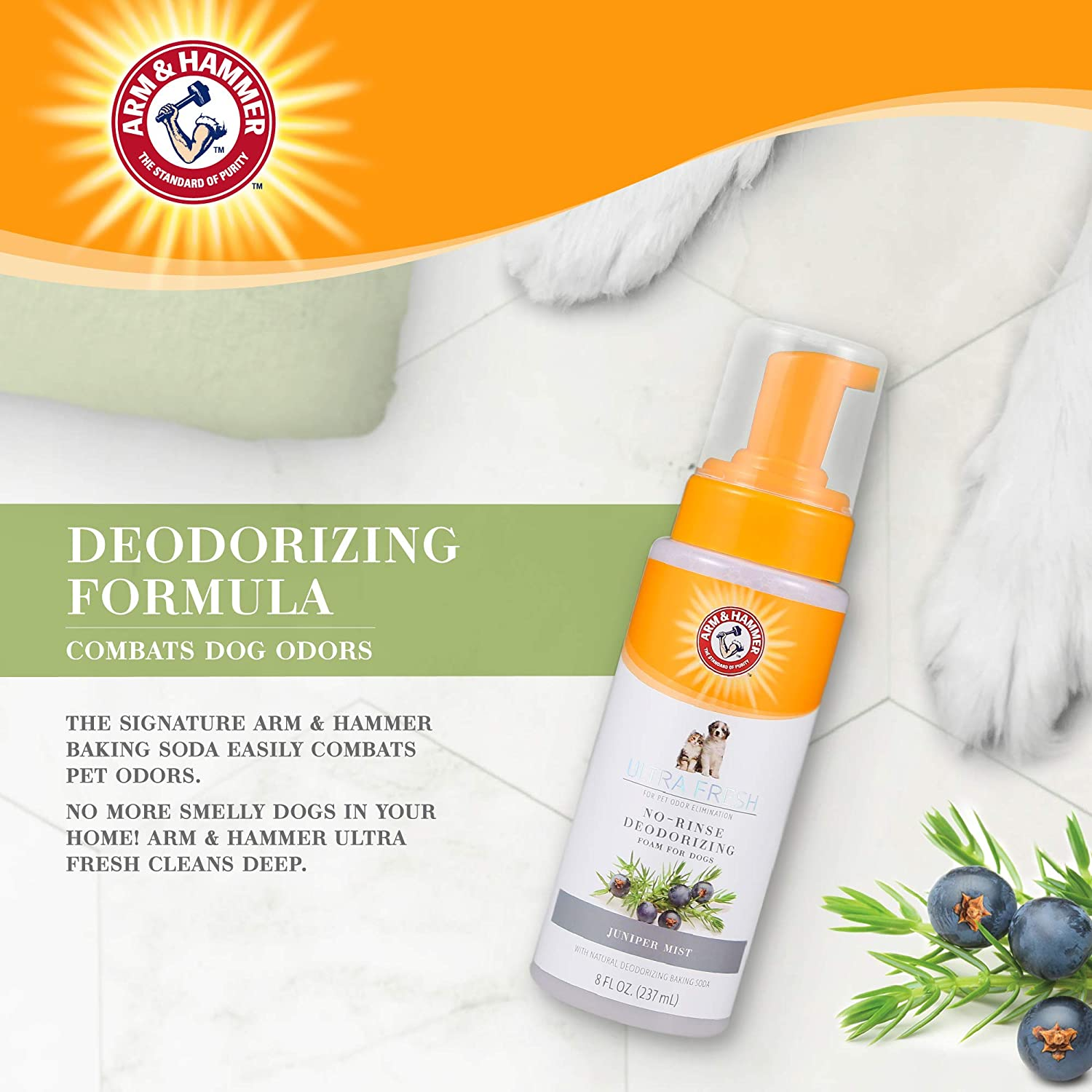 Arm & Hammer Ultra Fresh No-Rinse Deodorizing Foam with Cactus Water & Citrus FF12656, 237 Ml image number 3