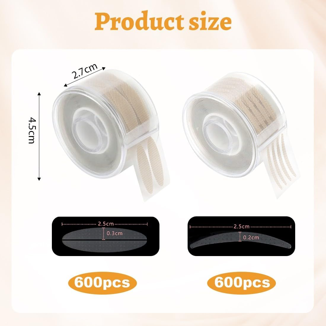 JEYORZY Pack of 1200 Slip-On Eyelids Stripes Invisible Tapes with Tools, Good Adhesion, Slip-On Eyelid Tapes, Waterproof, Traceless Eyelid Tapes image number 1