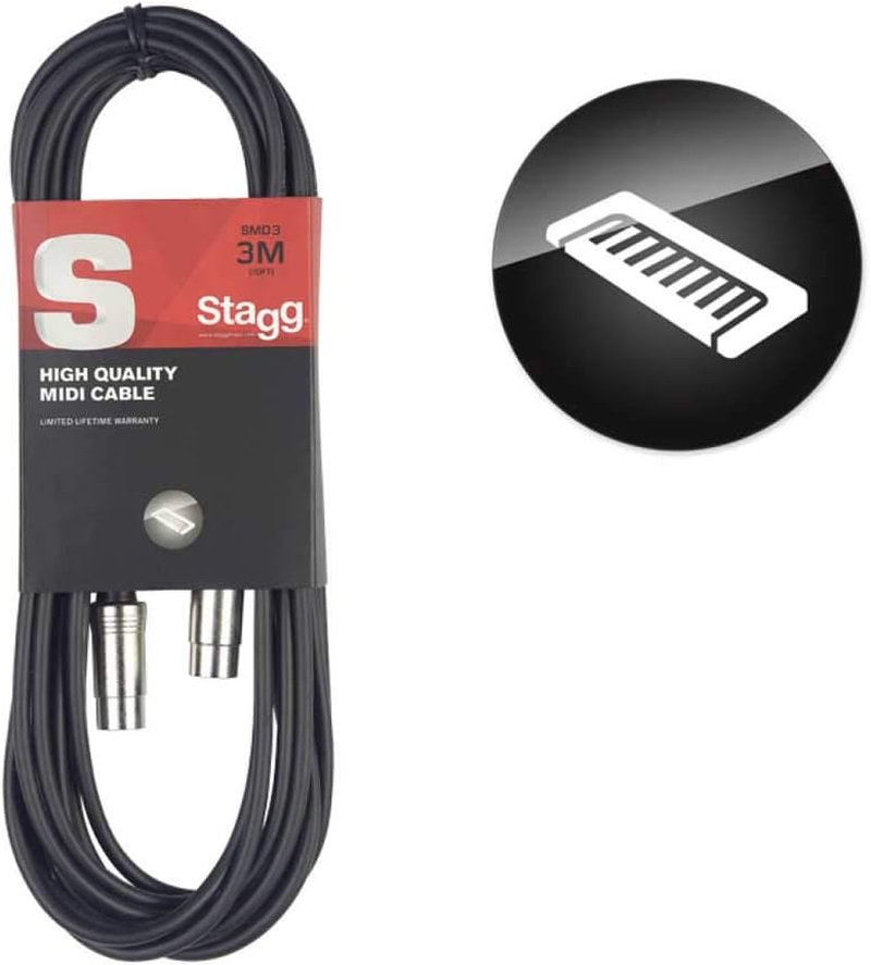 Stagg 10Ft. MIDI Cable - Male DIN Plug/Male DIN Plug - Metal, 3M image number 4