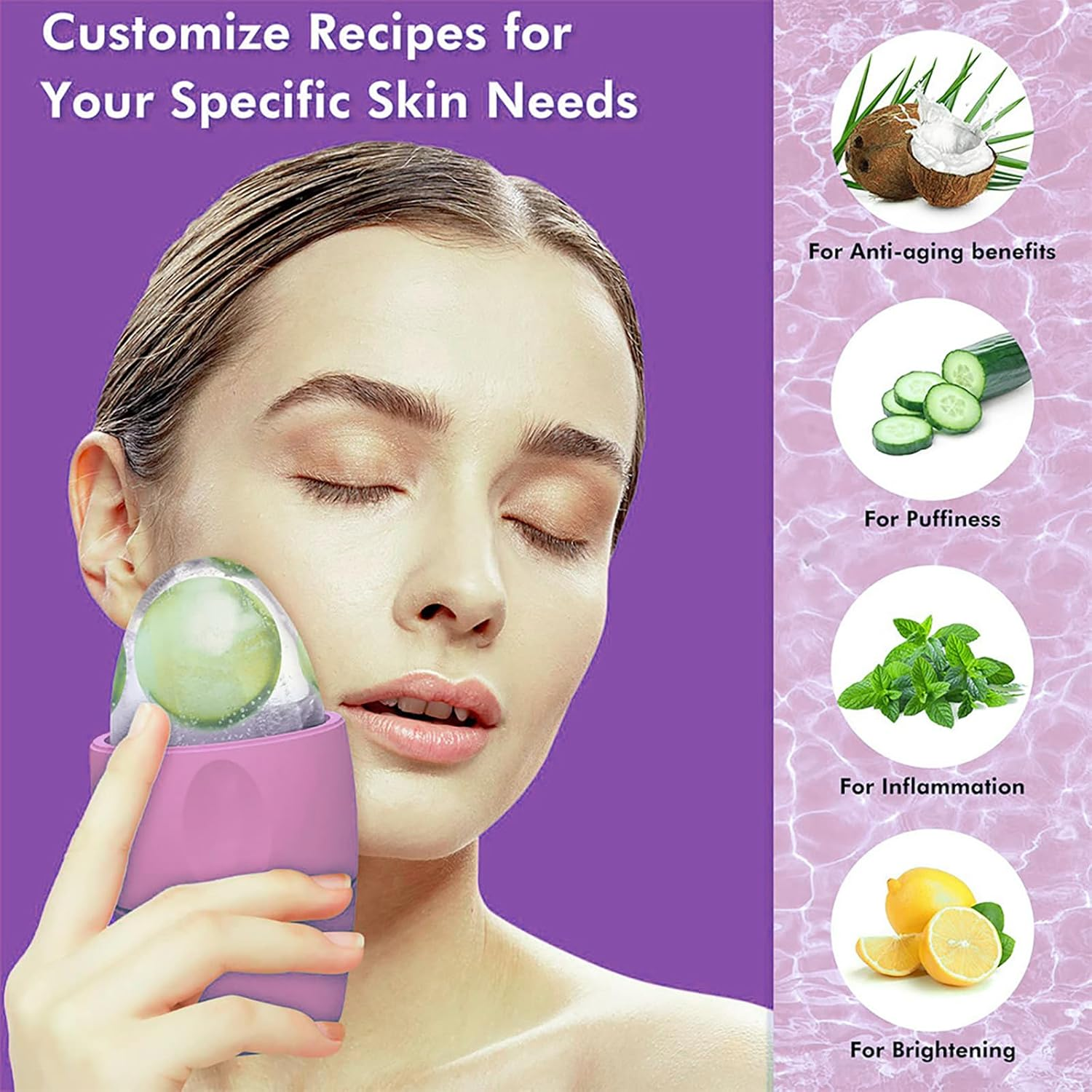 CHSEEO Ice Face Roller, Upgraded Silicone Ice Roller for Face and Eyes, Targeted (Difference between Face and Eye Massage) Facial Ice Roller for Shrink Pores and Relieve Puffy Eyes image number 1