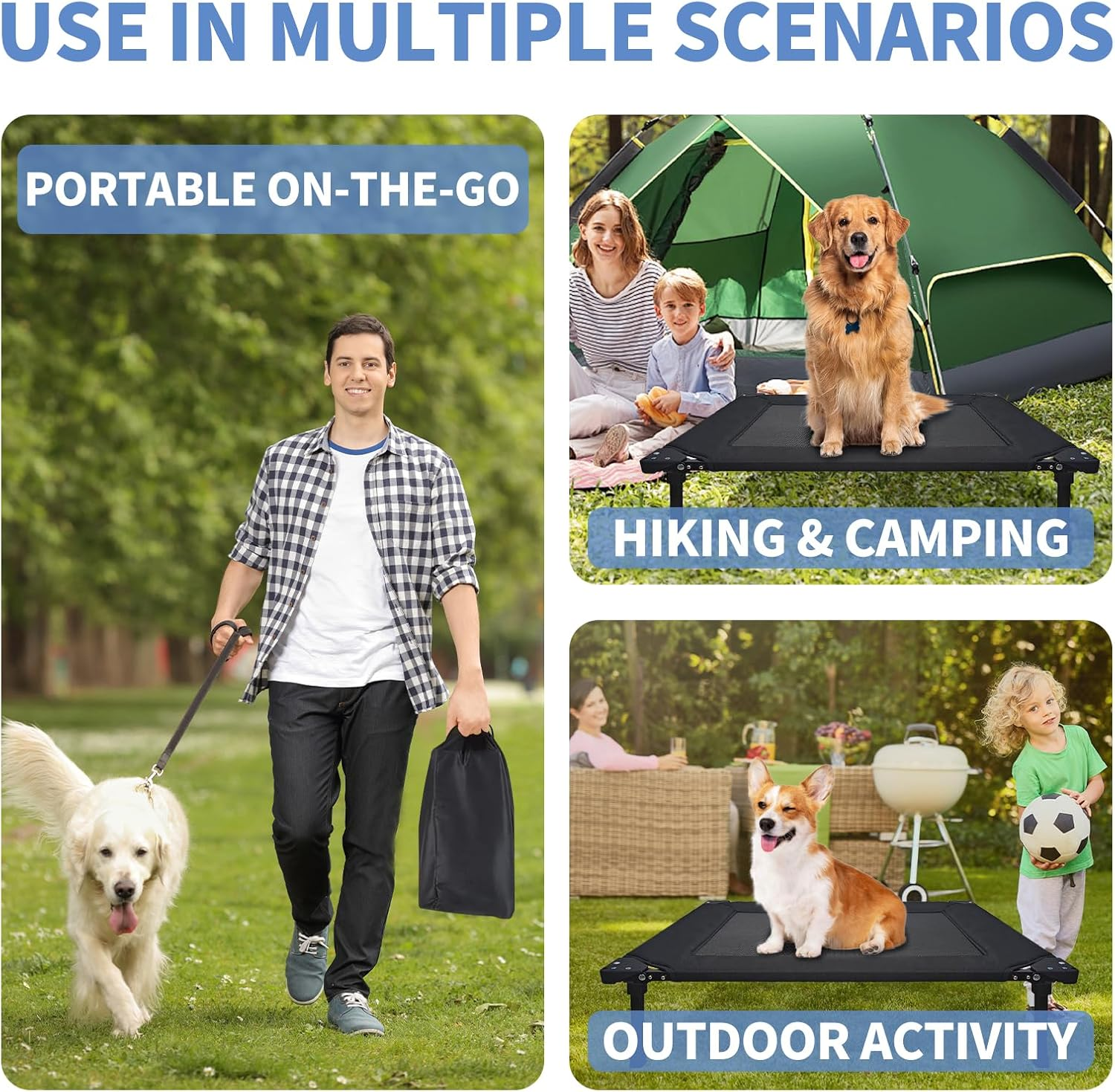 Elevated Dog Bed Foldable Raised Frame with Removable Cushion Portable Waterproof for Small Dogs Indoor Outdoor Camping Travel image number 2