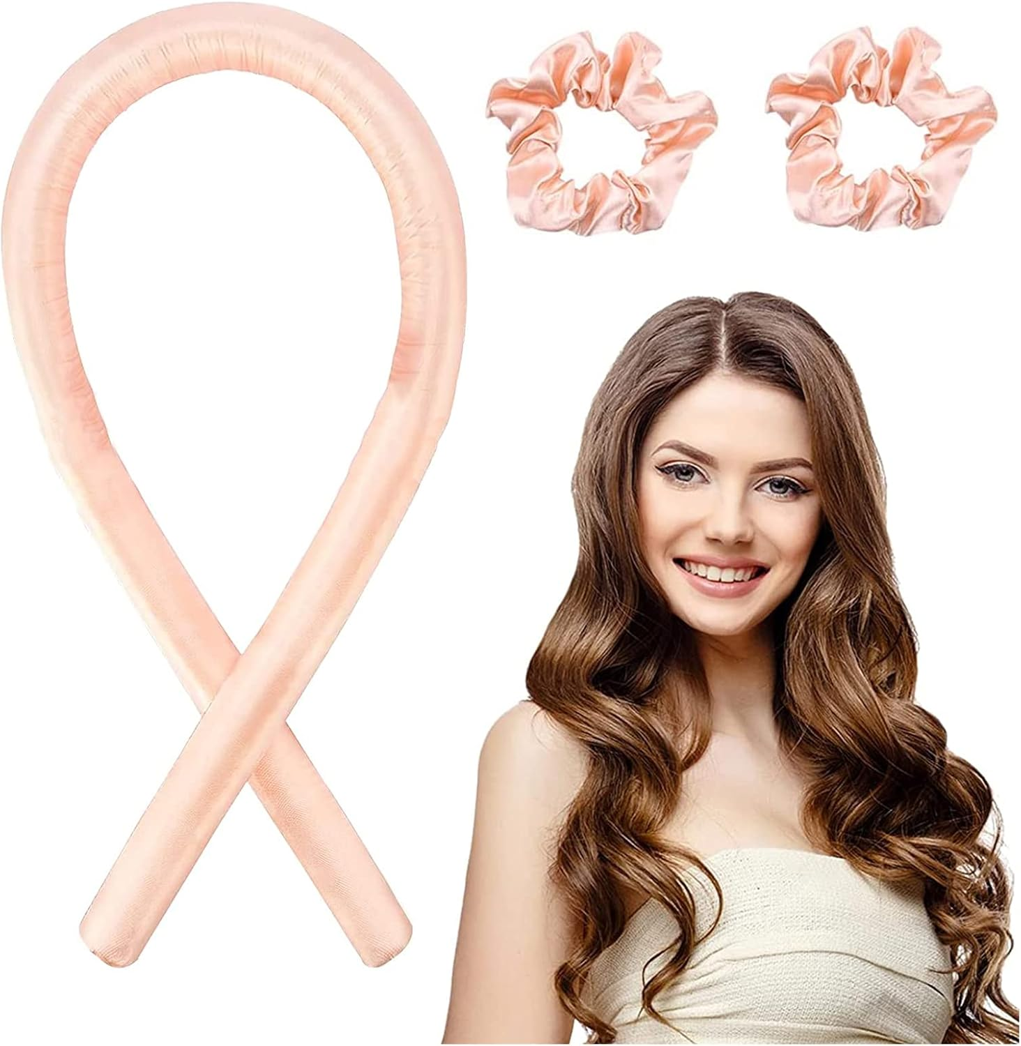 Heatless Curlers Headband，Hair Curlers No Heat，Silk Hair Curler，Heatless Hair Curlers，Heatless Curling Rod Headband，Hair Wrap Curler，Heatless Curls Headband，Silk Hair Curler，With Two Hair Ties