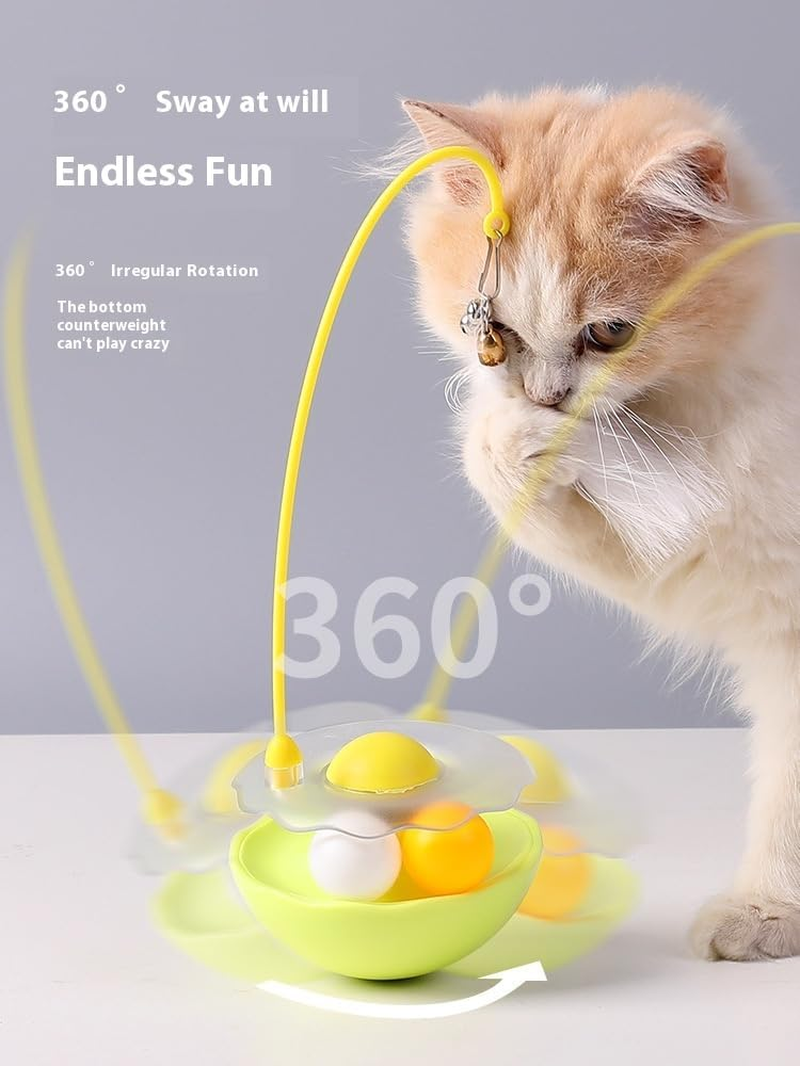 Cat Teaser Wand, a Tumbler Self-Entertaining Cat Toy, an Interactive Cat Toy with a Bouncing Ball and a Magic Wand (Green) image number 6