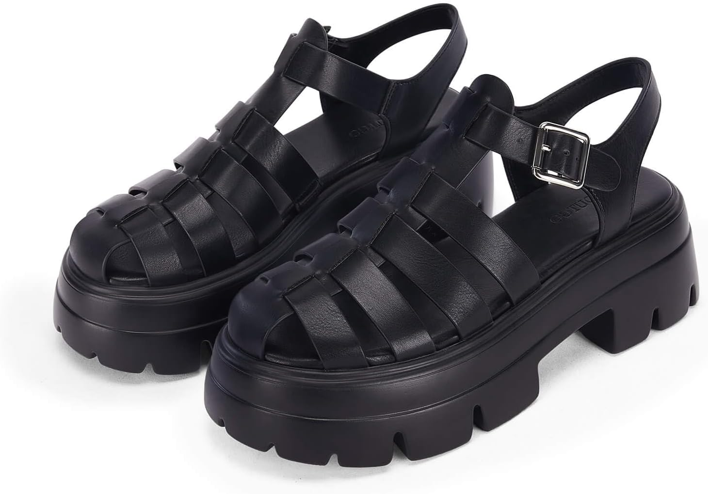 Coutgo Womens Platform Chunky Heels Sandals Gladiator Ankle Strap Heels Lug Sole Summer Fisherman Y2K Shoes