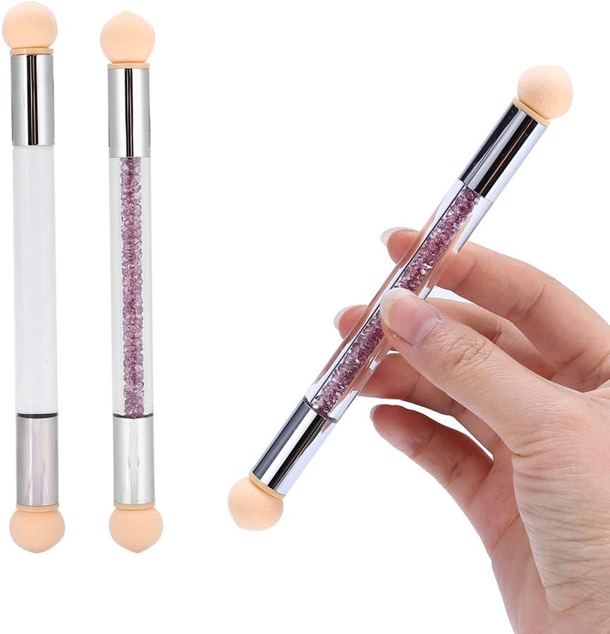 Double End Set UV Gel Nail Art Painting Gradient Shading Brush + 4 Additional Sponge Heads (2 Colours) (Transparent) image number 4