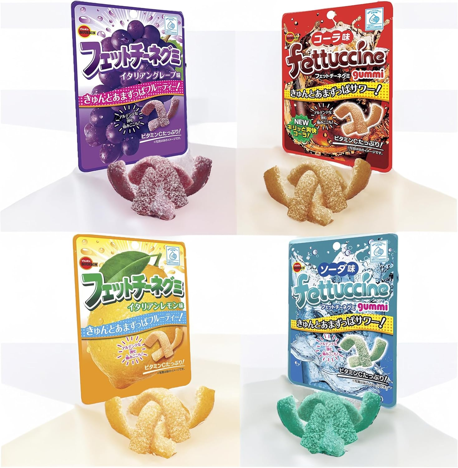 Japanese Gummy Candy Variety Pack, 10 Pieces, Assorted Fettuccine, Pure, Kororo, Character Gummies image number 1