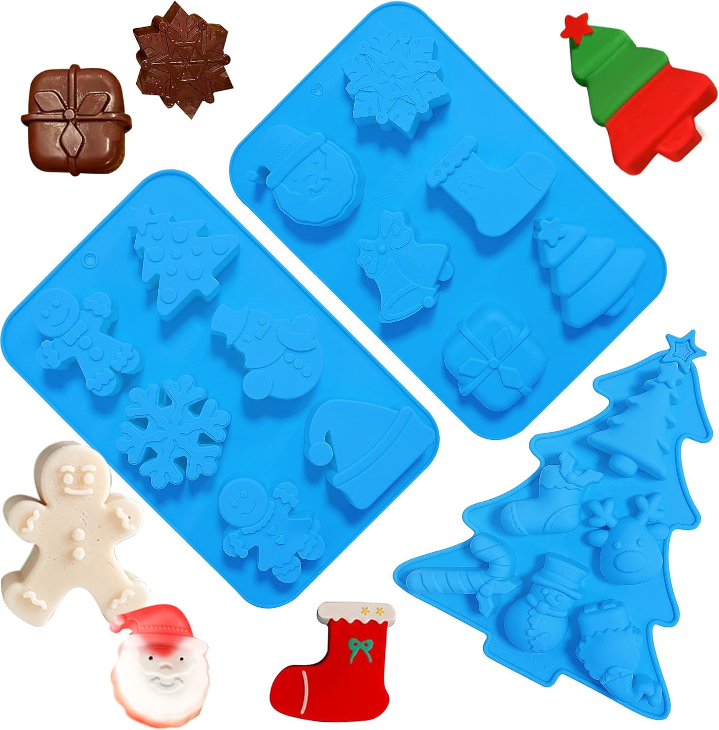 Sidosir Christmas Cake Pans, 3Pack Silicone Christmas Cake Molds for Baking, Non-Stick Silicone Mini Cake Molds for Chocolate, Jello, Candy and Candles image number 5