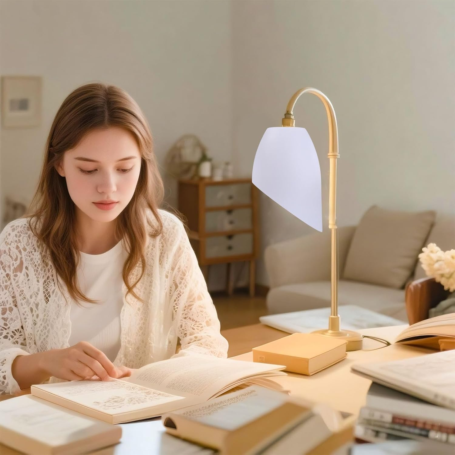 CHGCRAFT 6 Pcs Plastic Lamp Shade Replacement Horseshoe Lampshade White Replacement Lamp Covers for LED Stand-Up Lamps 3.6 Inch/91Mm Inner Diameter image number 1