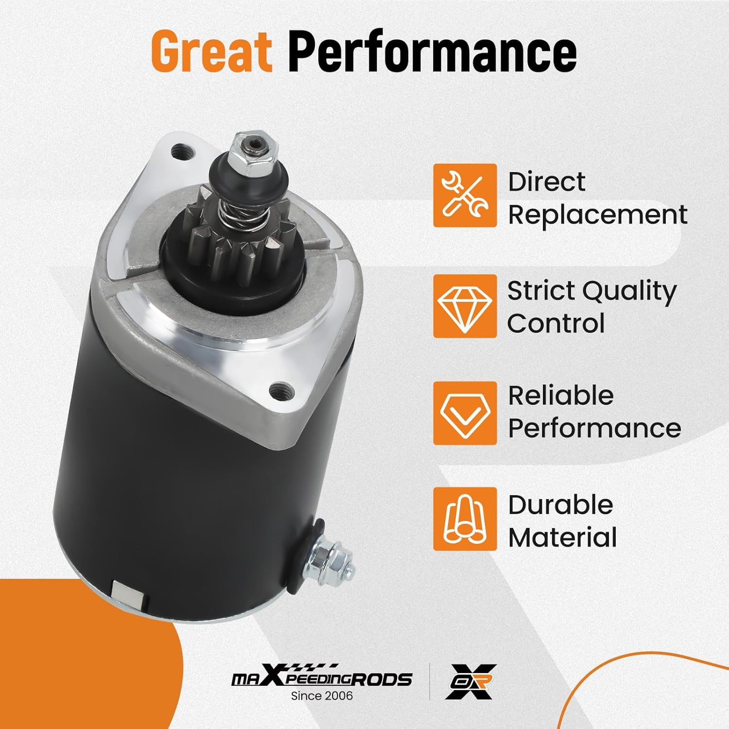 Maxpeedingrods Starter Motor for Kawasaki for Cub Cadet Mower FR691V, FR730V, FS541V, FS481V, FR600V, FR651V, 21163-0714, 21163-0727, 21163-7024, 21163-7034, 21163-7035, FR691V-AS04, Black image number 1