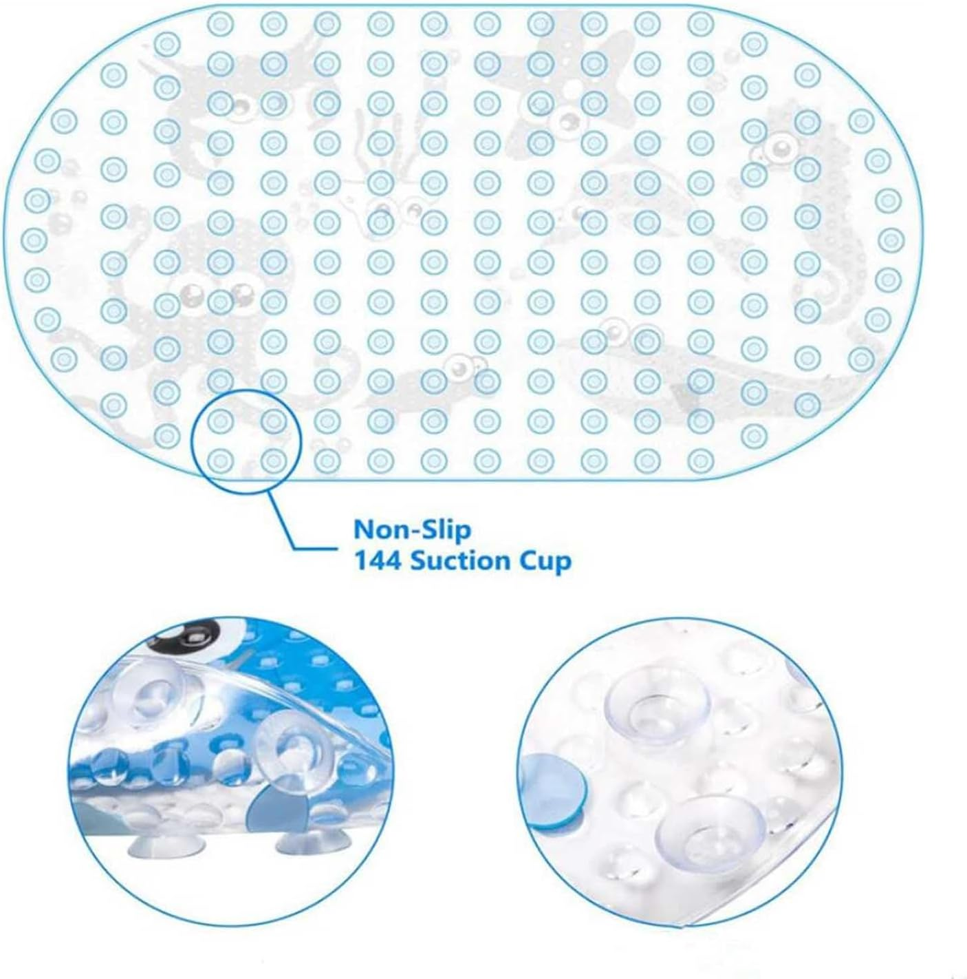 QYINXIU Cartoon Baby Bath Mat for Kids, Bathtub Mat Non Slip, Bath Tub Shower Mat anti Slip with Drain Holes and Suction Cups Machine Washable, 27.2 X 15 Inch image number 2