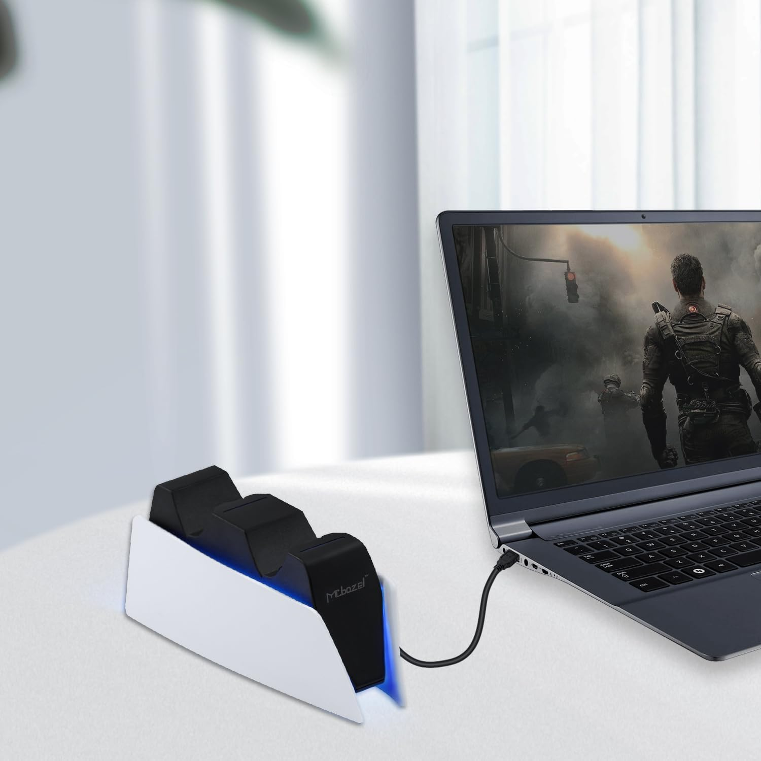 Mcbazel Dual Charger for PS5, Controller Charger Fast Charging Station Dock USB Type C Charging Adapter with LED Indicator for Playstation 5 Dualsense Controller - White image number 4