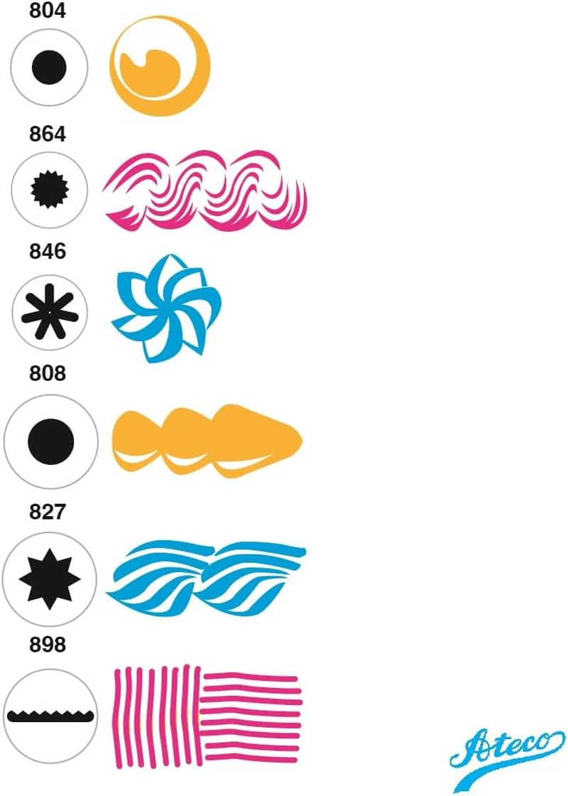 Ateco BA7360 Buttercream Cupcake Decorating Piping Tips Set (6 Pieces),Silver image number 2