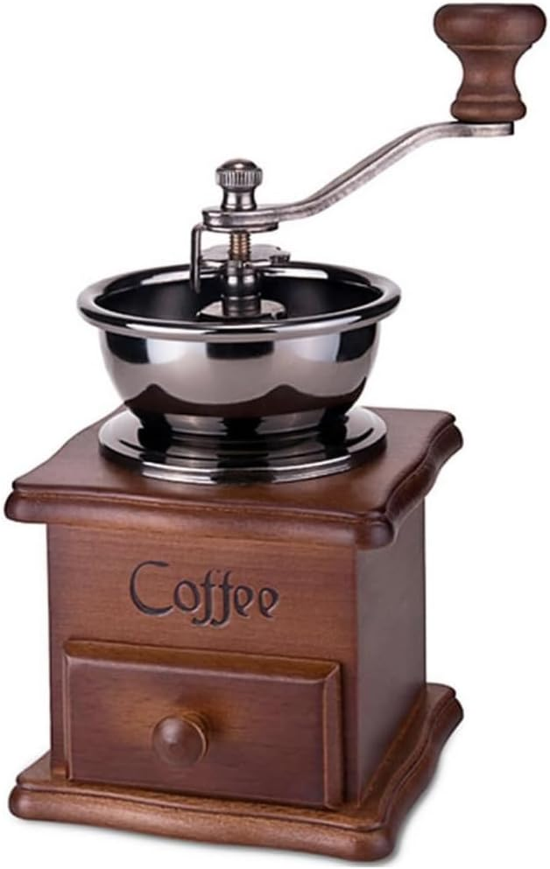 Manual Coffee Grinder &ndash; Vintage Wooden Hand Coffee Mill with Ceramic Burr, Adjustable Grinding Settings, Classic Hand Crank Coffee Bean Grinder for Home, Travel, and Decoration image number 3