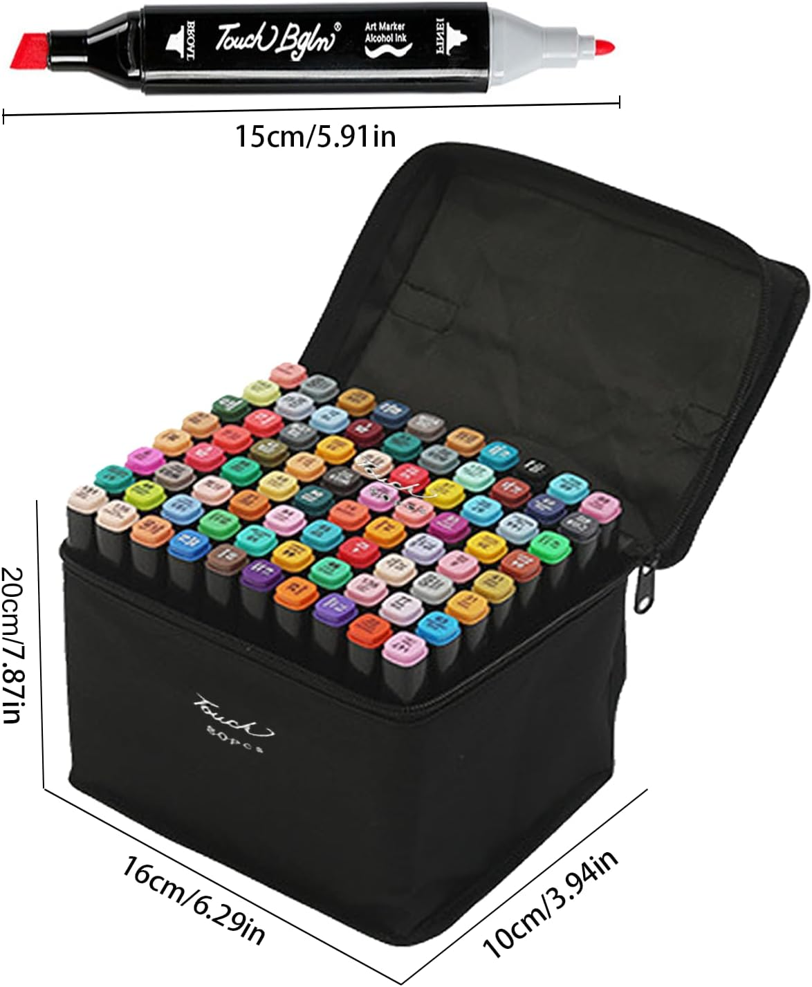 Misitti 80 Colors Alcohol Markers Artist Drawing Art Dual Tip Markers Perfect for Kids Boys Girls Students Adult(Black Shell) image number 5