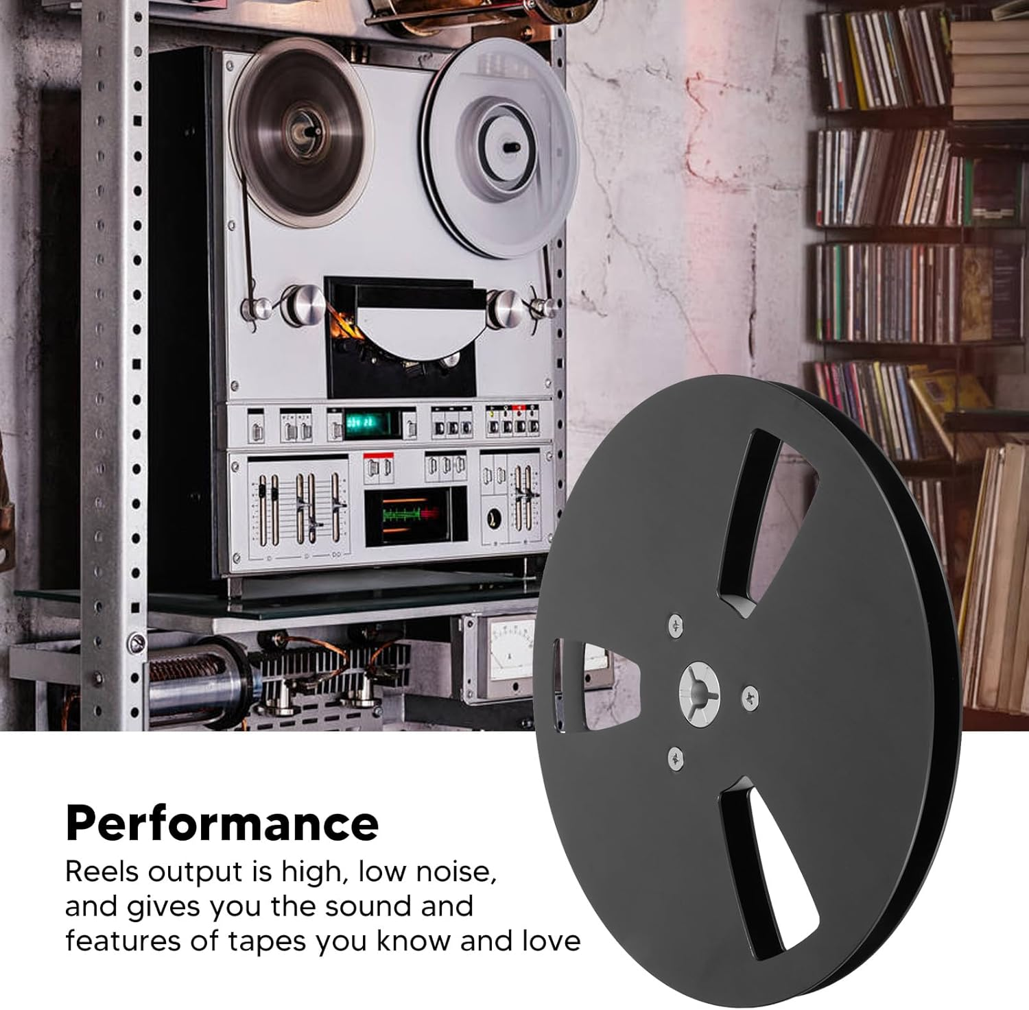 Take up Reel, 7 X 1/4 Empty Take up Reel to Reel Small Hub with 3 Holes, Aluminum Alloy Universal Open Reel Audio Takeup Reel for Recording Nab (Black) image number 1