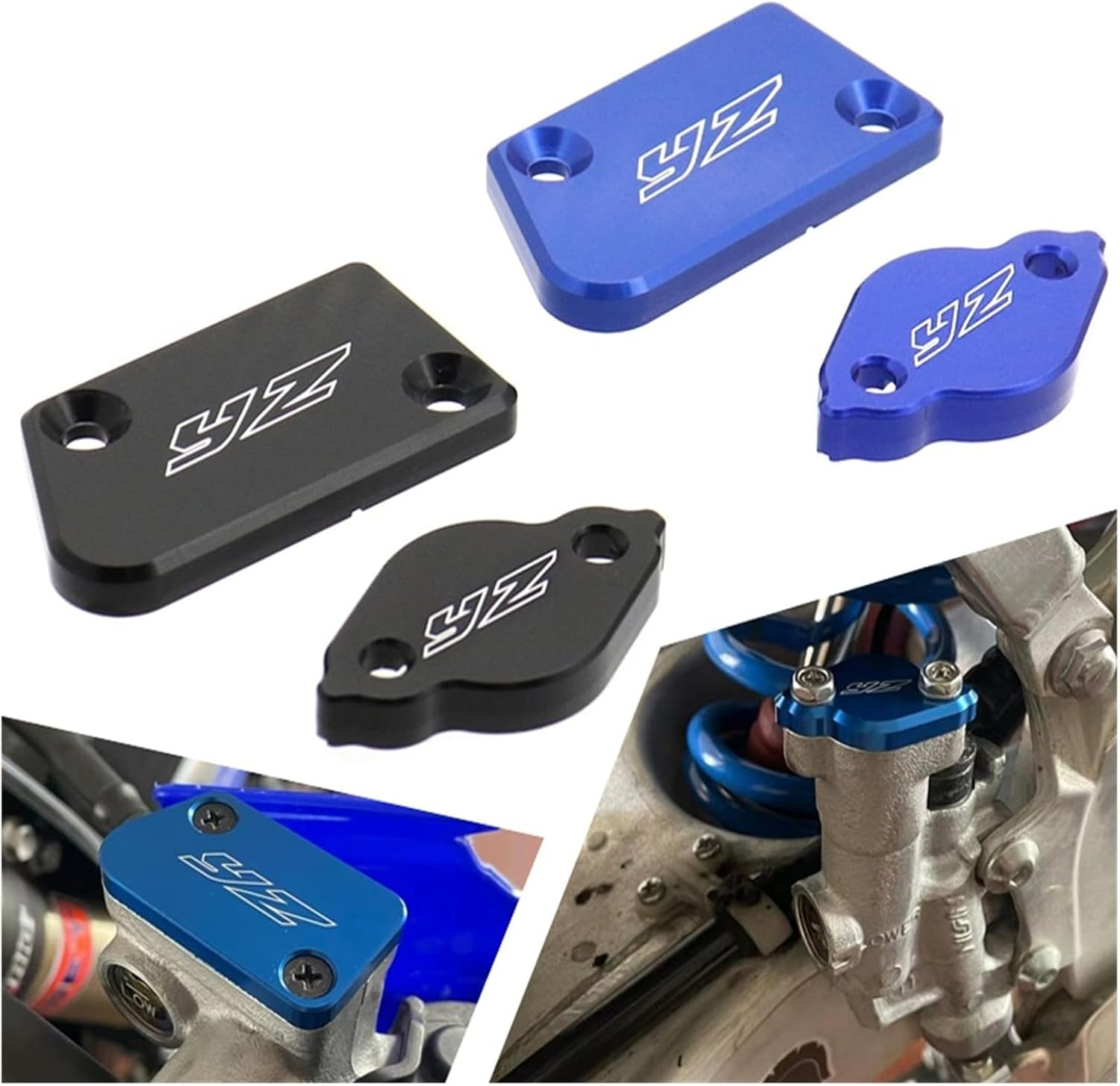 DWESWQQ Fit for Y-A-M-A-H-A YZ125/X YZ250/X/F/FX YZ450F YZ450FX YZ426F YZ250F Motorcycle Oil Fluid Cylinder Cap Front Rear Brake Reservoir Covers(Blue) image number 1