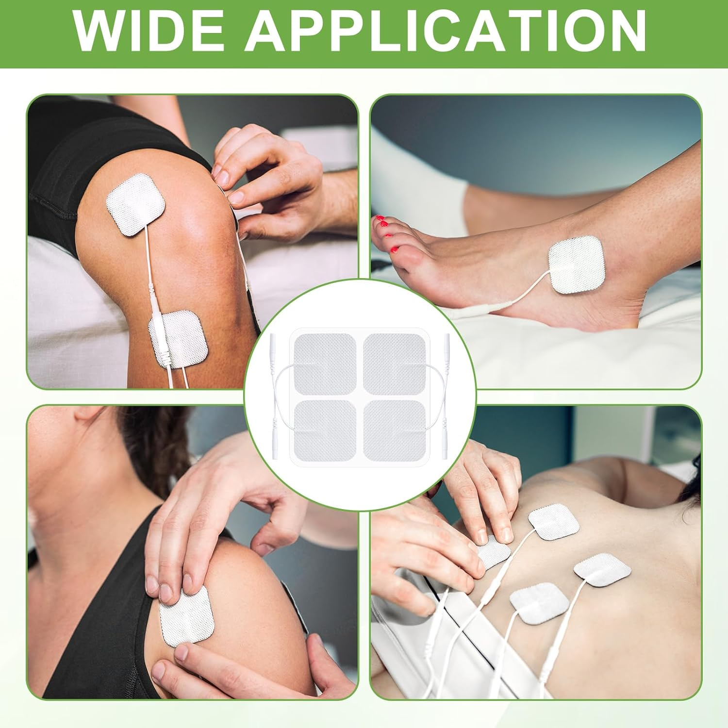 12 Pcs TENS Machine Pads & TENS Pads - Premium Self-Adhesive Unit Replacement Pads, Electrode Gel Pads for Pain Relief, 5X5Cm, Reusable & Long-Lasting, Compatible with Most TENS Massagers (White) image number 2