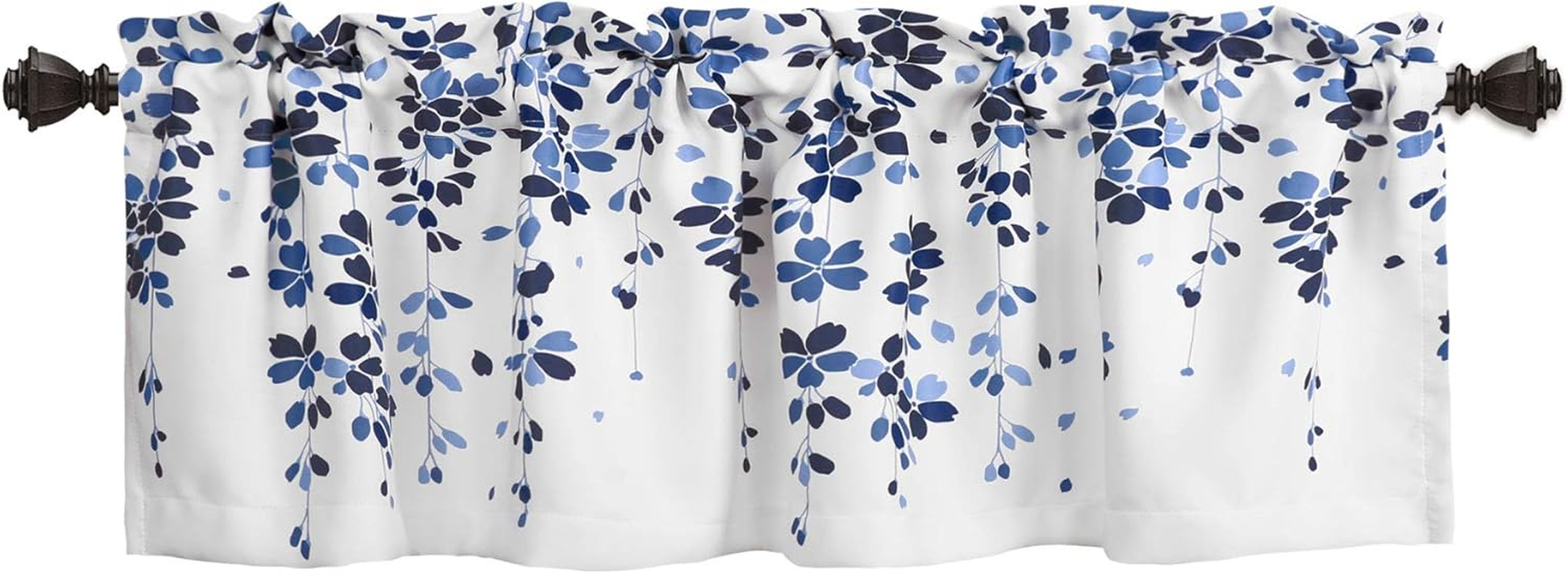 Lush Decor Weeping Flowers Window Valance for Kitchen, Living, Dining Room, Bedroom, Valance, Navy & Blue image number 6