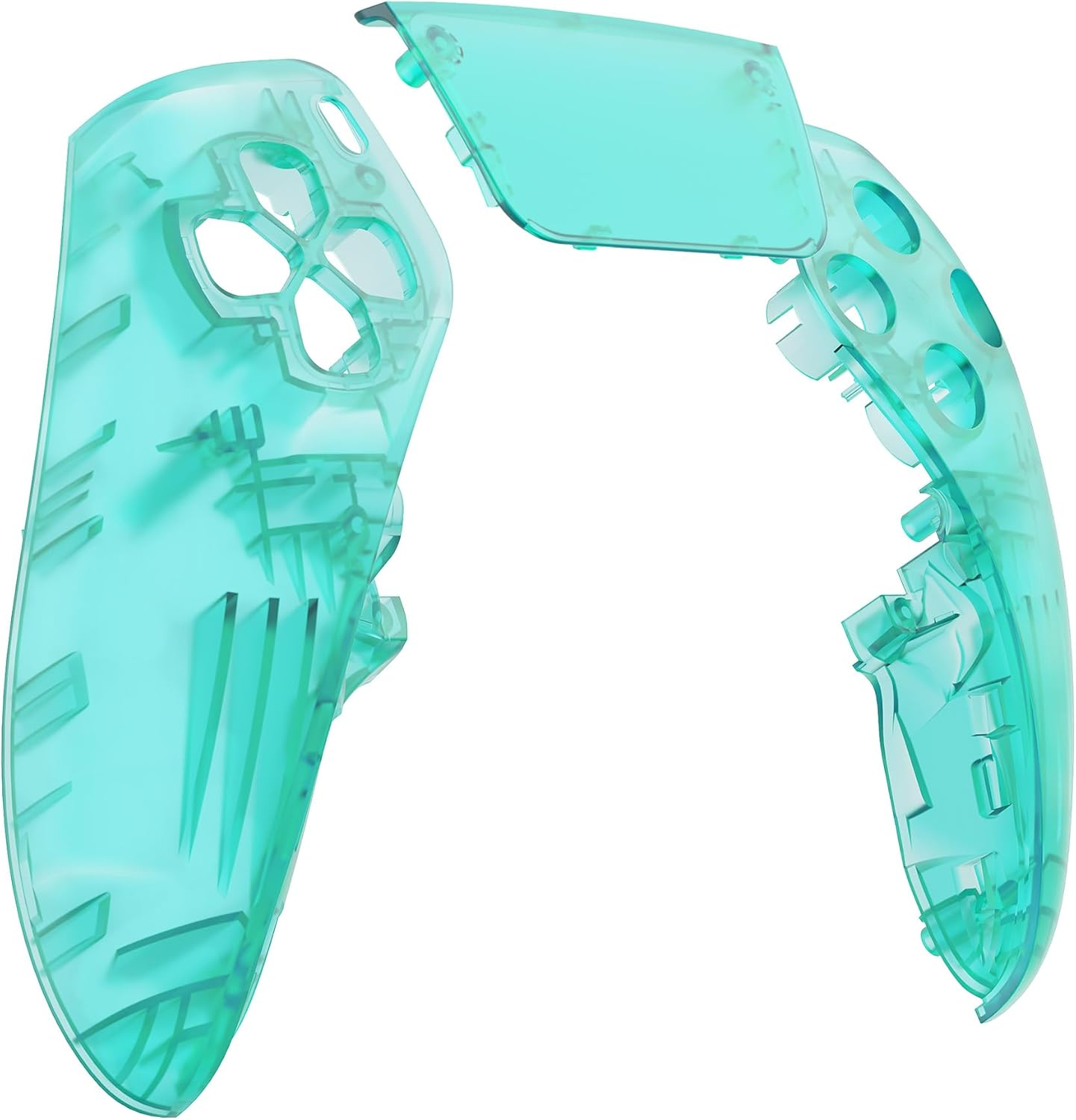 Extremerate Left Right Front Shell and Touchpad Compatible with P S 5 Edge Controller, Clear Lime Green Replacement Faceplate Shell Custom Touch Pad Cover Compatible with P S 5 Edge Controller