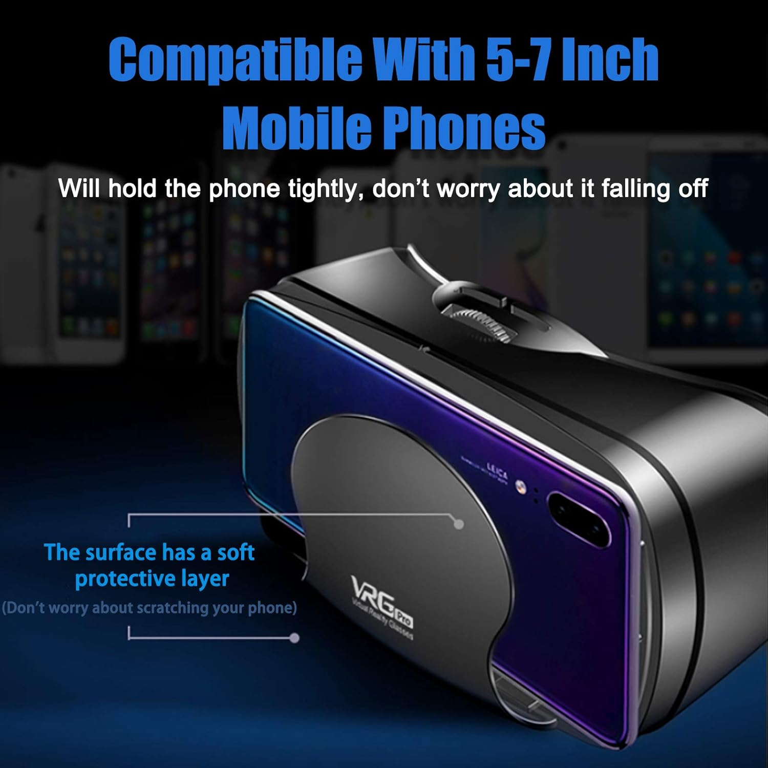 3D Virtual Reality Glasses,Vr Headset Full Screen Visual Wide-Angle Soft & Comfortable New 3D VR Glasses for 5-7In Smartphone and Iphone 11/Pro/X/Xs/Xr/Max,For Samsung S20/S10/Note10/9/Plus image number 6