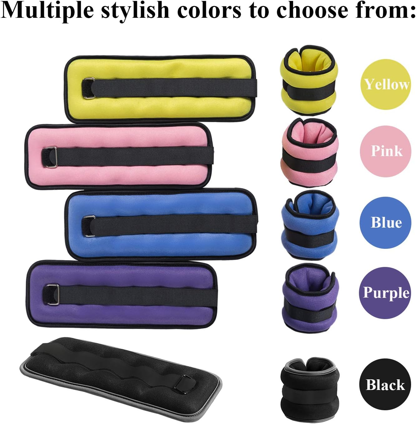 Ankle/Wrist Weights, Small Leg Arm Hand Cuff Weights for Women Kids, Exercise Equipment with Adjustable Straps for Fitness Gym Dancing Walking Jogging Gymnastics Aerobics (1 Pair, 1Lb 2Lb) image number 1