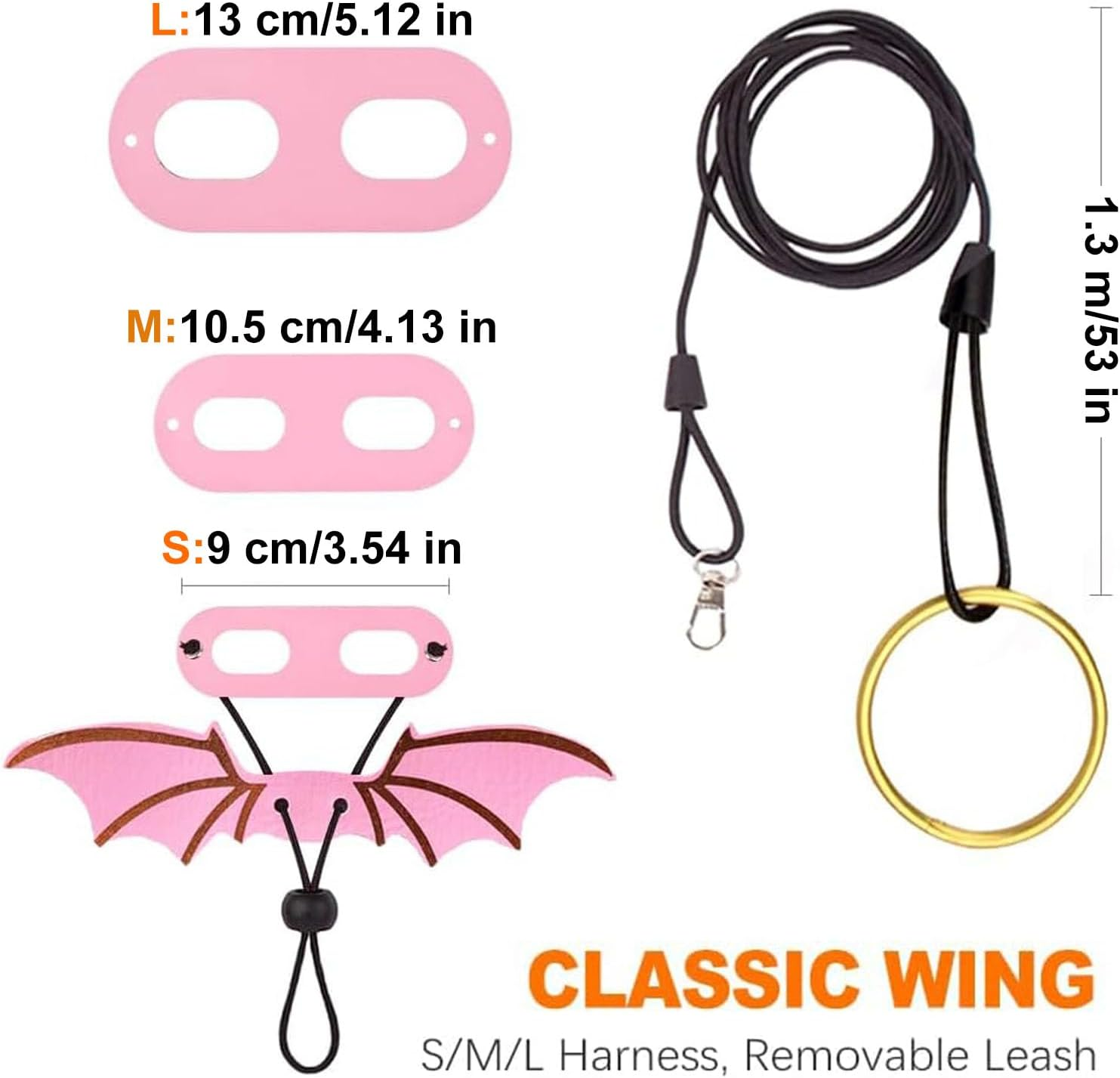 Bearded Dragon Lizard Leash Harness - Burgundy Bearded Lizard Winged Harness and Lead, Adjustable 3 Size Pack Burgundy Bearded Lizard Dinosaur Wing Harness Leash with Leader (Pink) image number 1