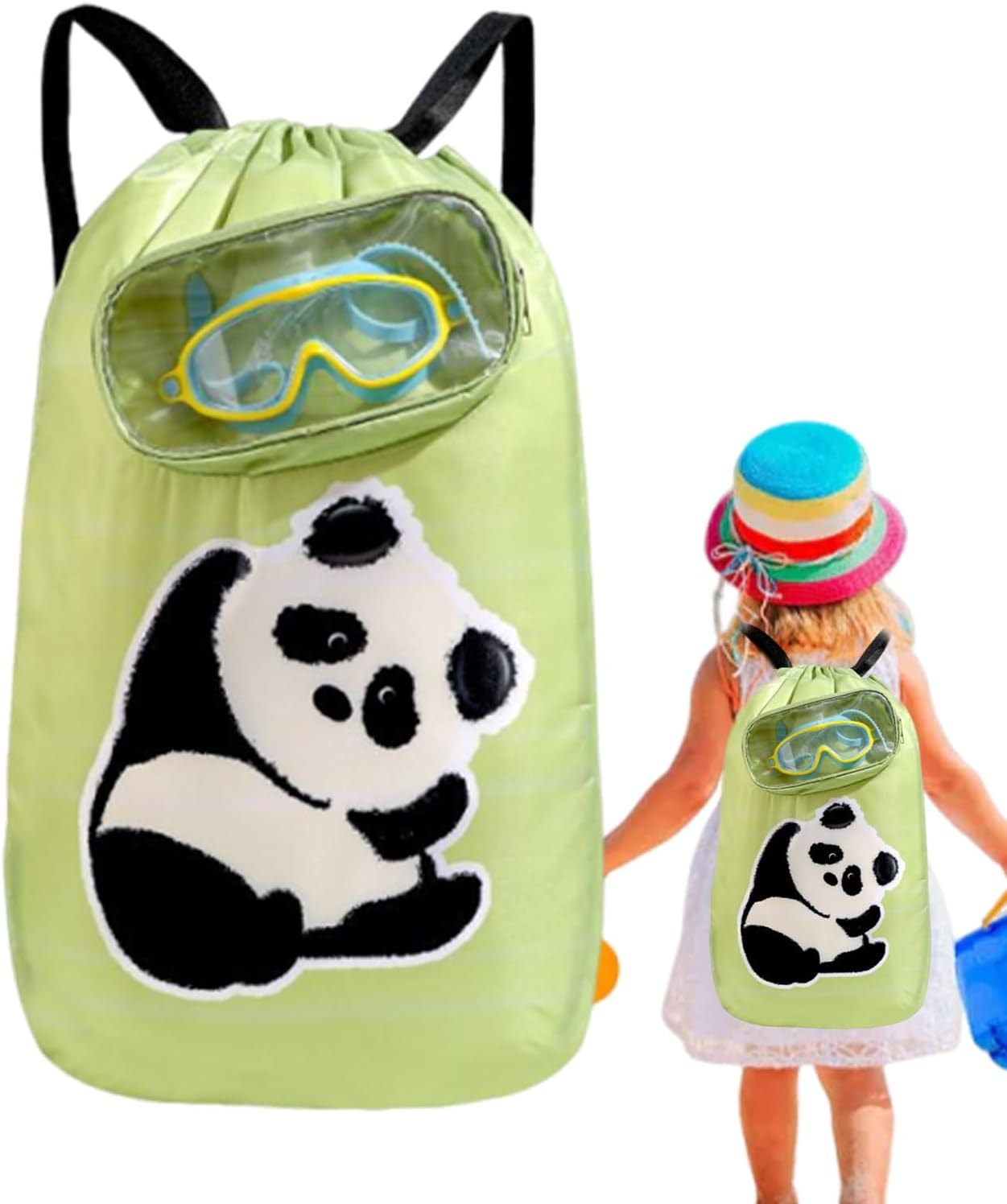 Rronnoy Kids Swim Bag - Drawstring Backpack Swimming Bag - Sandproof Large Capacity, Lightweight Travel Accessories for Sports Gym Camping Summer Vacation