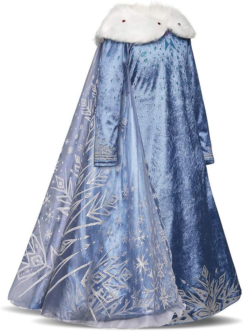 FYMNSI Girls Elsa Anna Costume Dress Party Outfit Fancy Dress up Snow Queen Princess Halloween Carnival Cosplay Dress for 2-8 Years image number 3