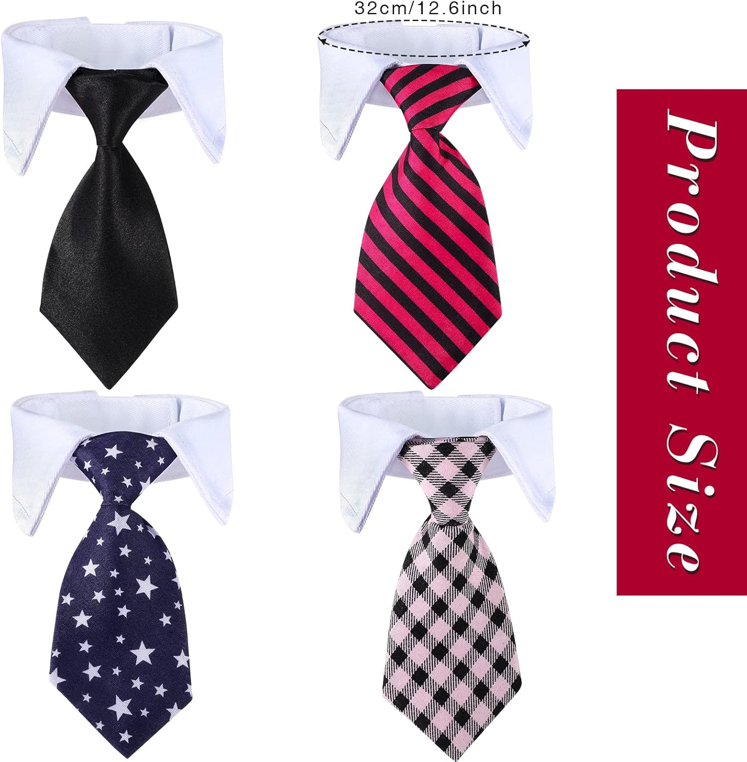 Saintrygo 4 Pieces Cat Dog Tie with Collar Adjustable Puppy Pets Formal Necktie Collars Cat Dogs Bow Ties for Small Pets Grooming Costume Accessories image number 2