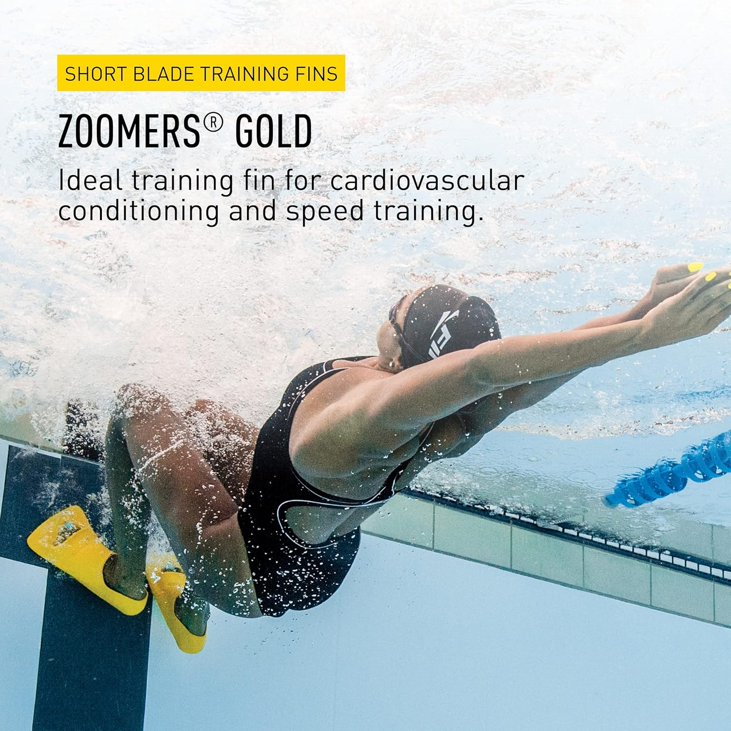FINIS Zoomers Gold Swim Training Fins - Short Blade Design for Speed & Conditioning - Soft Natural Rubber Fit image number 6
