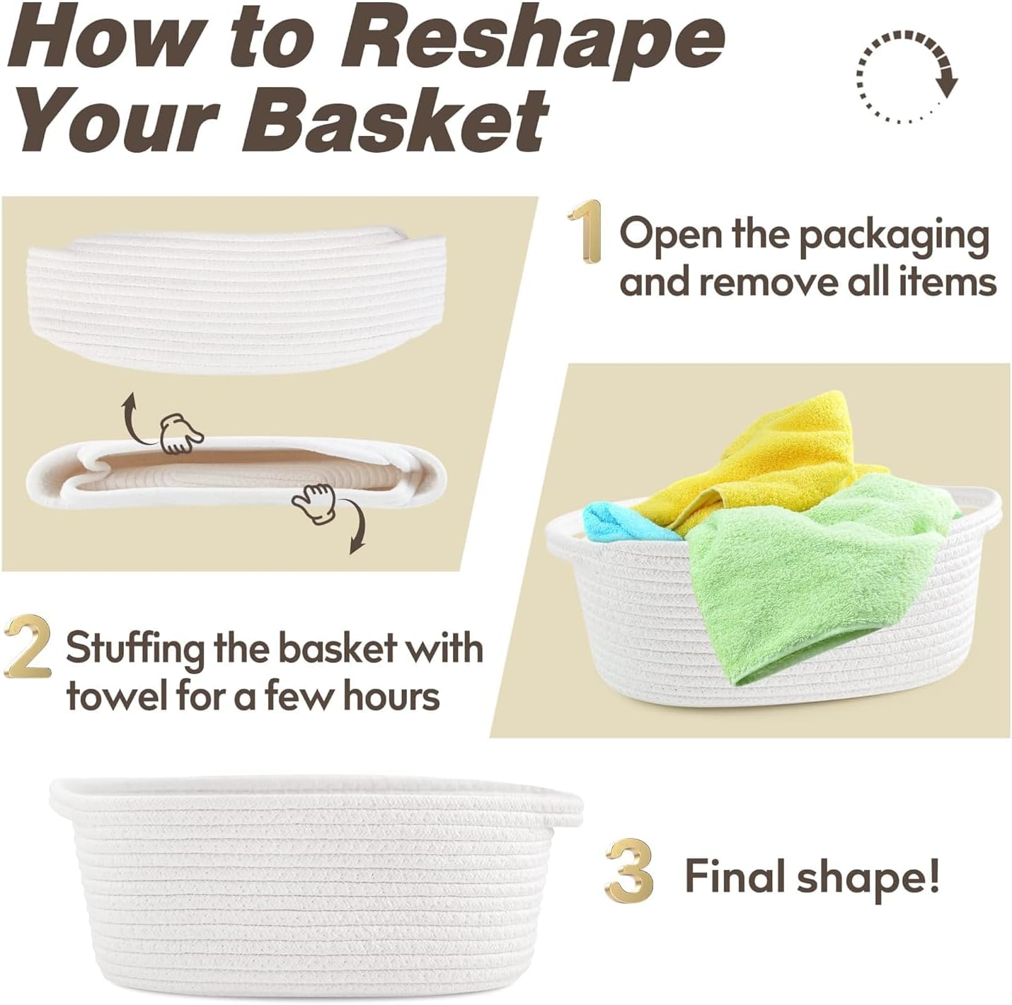 Small Woven Basket with Gift Bags and Ribbons,Diy Basket Gift Set, Empty Small Rope Basket for Storage 12"X 8" X 5" Baby Toy,Durable Baskets for Valentine/Birthday Gifts (White) image number 6