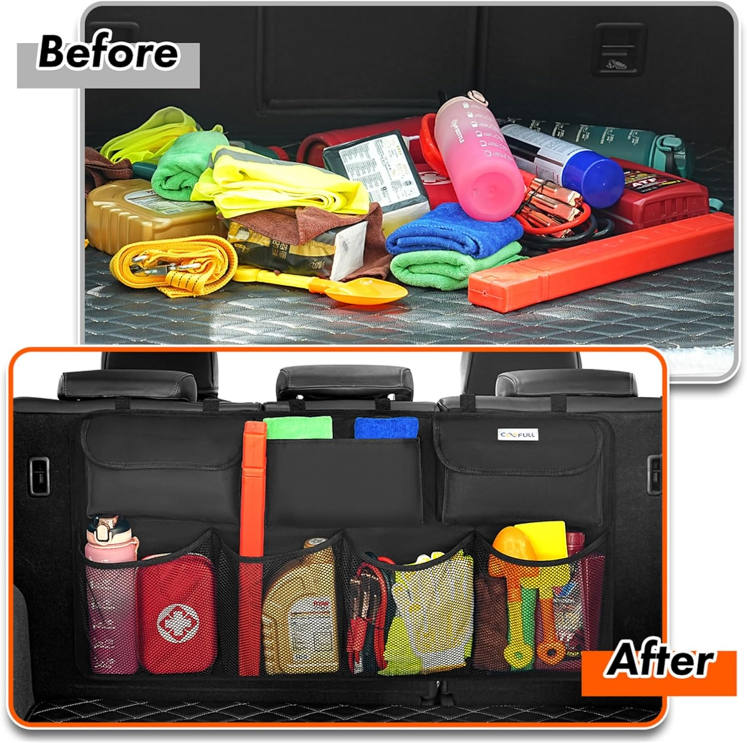 Upgraded Car Boot Organiser Waterproof Super Capacity Enlarged 7 Pockets Car Storage Organiser with Enhanced Hook Side Strips, Boot Tidy＆Clean image number 4