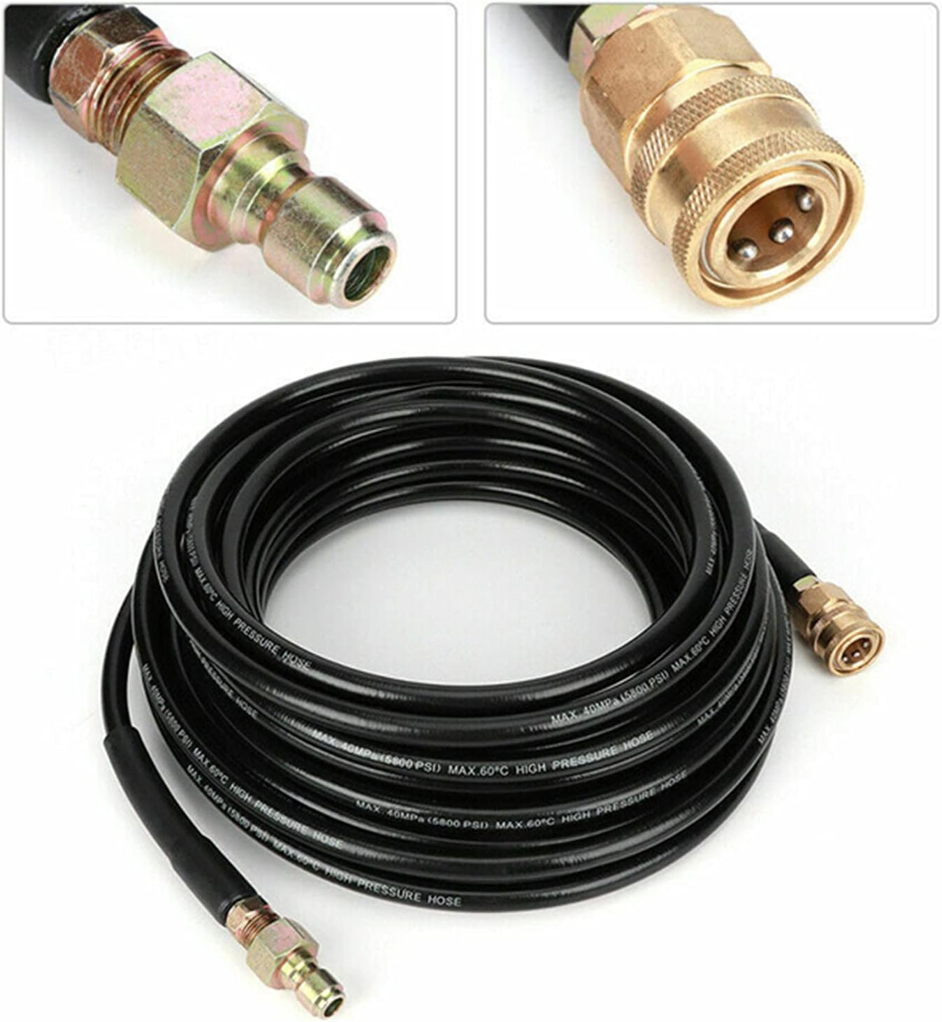Eacam 5800PSI 50Ft High Pressure Washer Tube Cleaning Hose 3/8Inch Quick Connector image number 5