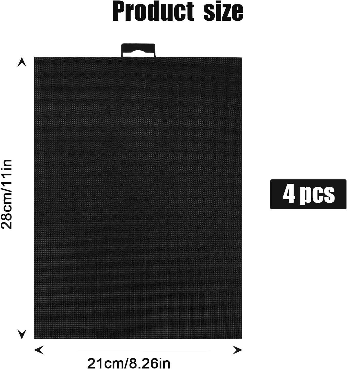 4Pcs Plastic Mesh Canvas, 14 CT Black Plastic Mesh Canvas Sheets Plastic Mesh Screen for Embroidery Making Crafts DIY Crochet Projects (11X8.2 Inch) image number 6