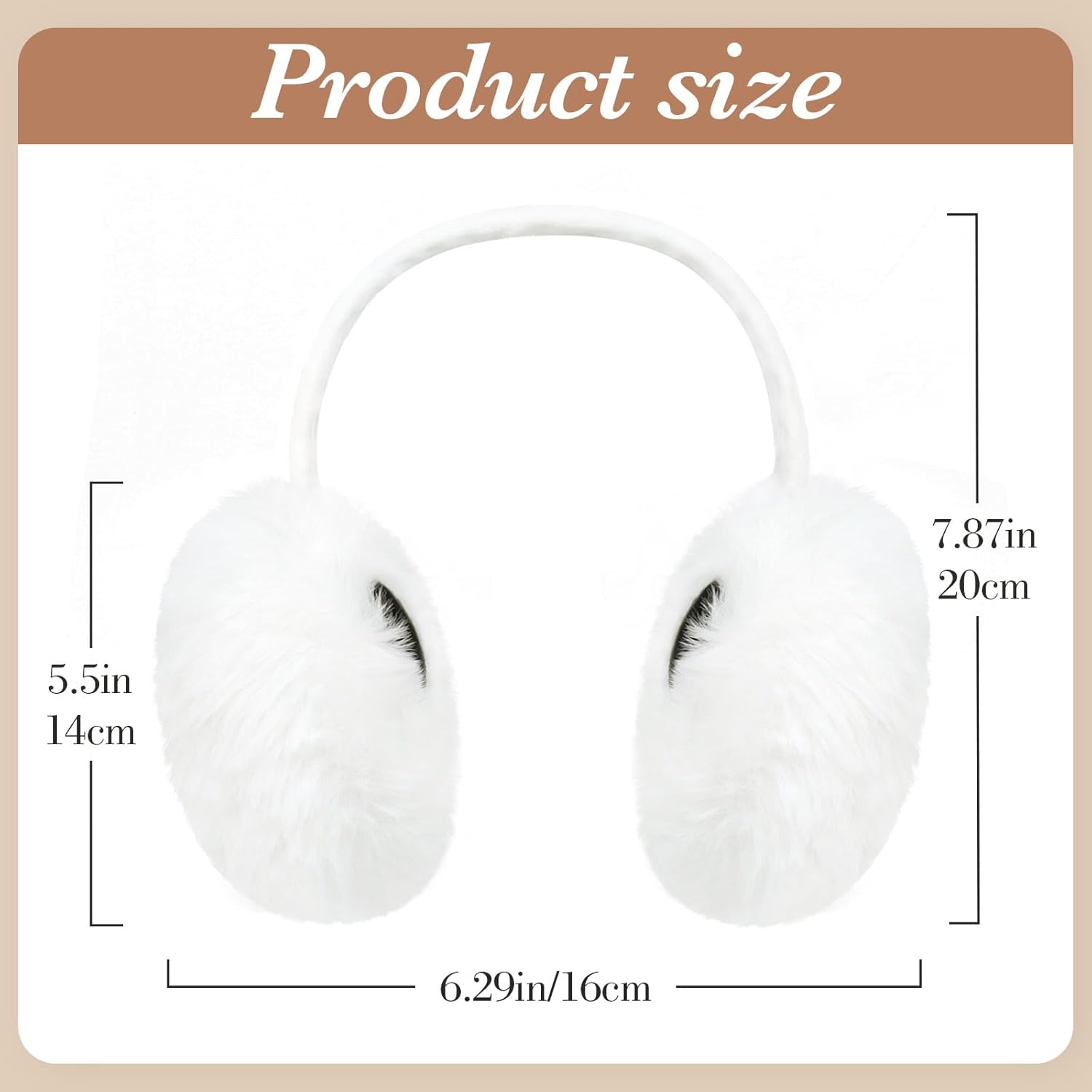 PROPOG Women'S Fleece Ear Warmers - White Earmuffs for Girls & Kids - Thermal Headband - Windproof Ear Covers for Cold Weather - Suitable for Outdoor Sports, Skiing, Walking & Winter Gift, White, One image number 2