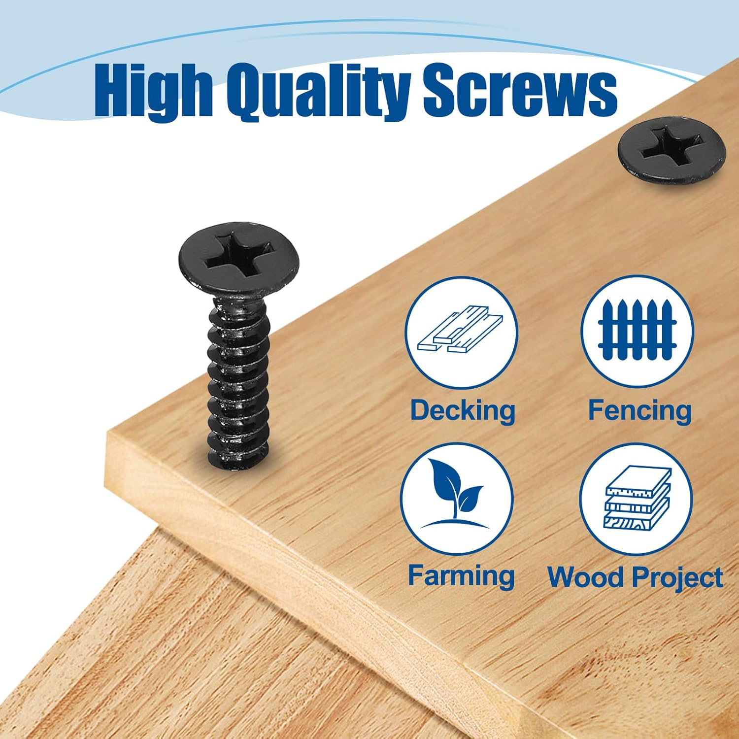 #8&times;3/4&Prime; Sheet Metal Screws 300Pcs, 410 Stainless Steel Black Flat Head Self Drilling Screws image number 1