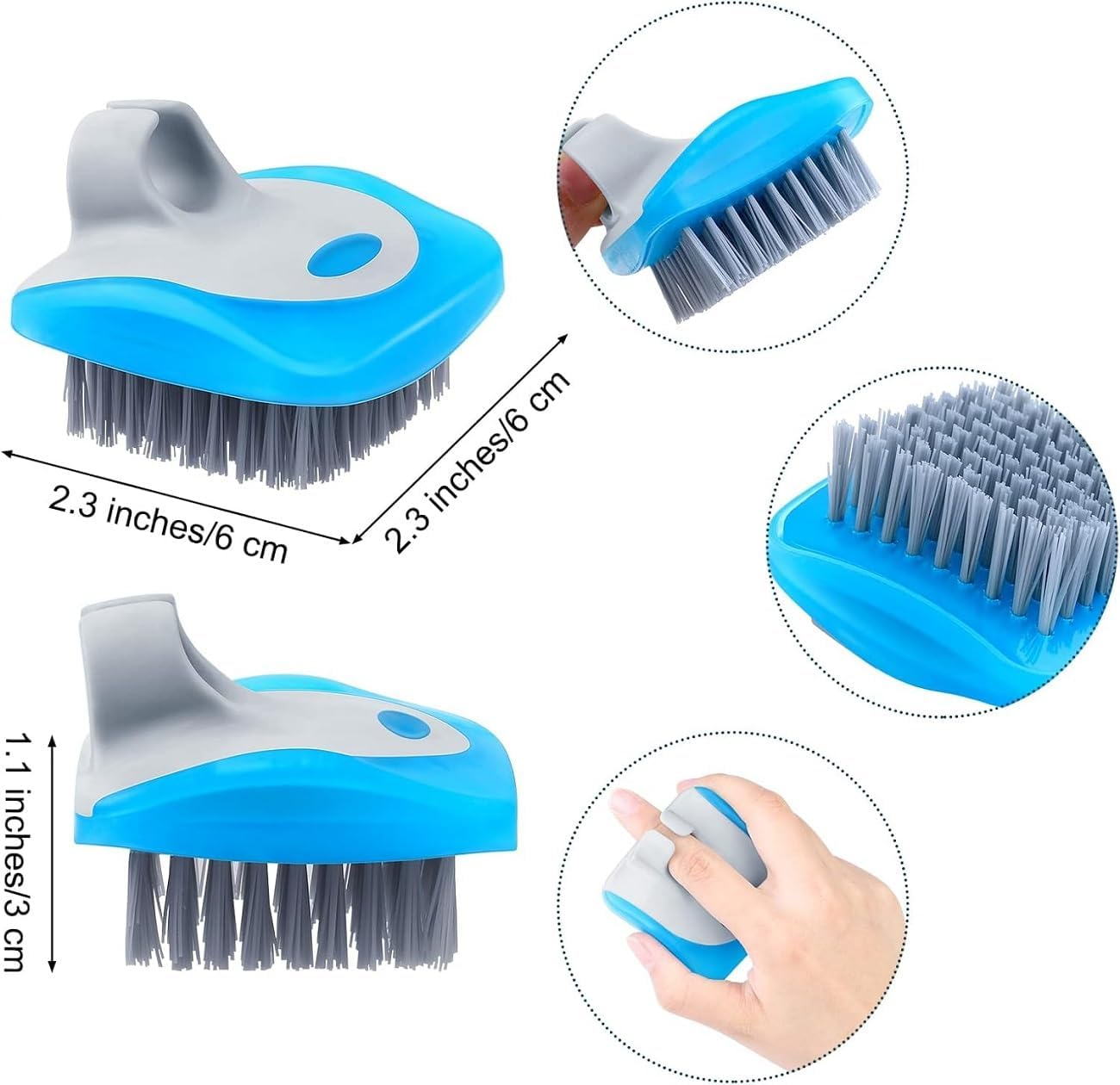 WADY 3-Piece Fruit & Vegetable Cleaning Brushes Set Potato, Mushroom & Veggie Scrubbers Multi-Purpose Kitchen Brush Set with Durable Bristles for Effective Cleaning (Yellow, Red, and Blue) image number 5