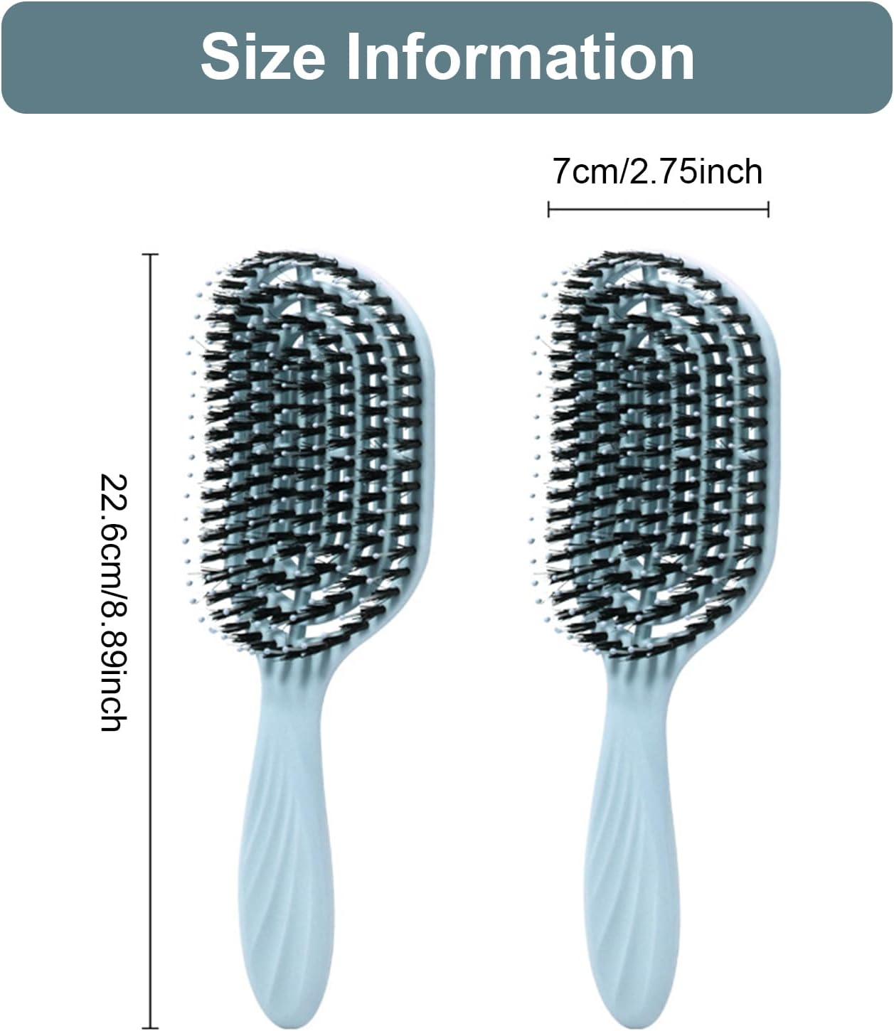 Boar Bristle Hair Brush - Homiladi Frizz Control & anti Static Detangling Comb | Adds Shine & Scalp Massage | Wet/Dry Use | Hair Brush Women | Salon-Finish Hair Brushes (Blue) image number 5