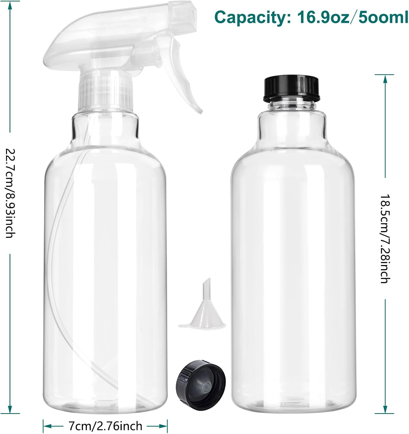 ALLWIN Plastic Spray Bottles - 2 Pack 16 OZ Empty Spray Bottle,Heavy Duty Spraying Bottles Mist/Stream Water Bottle for Cleaning, Plants, Pet, Hair, Cooking image number 4